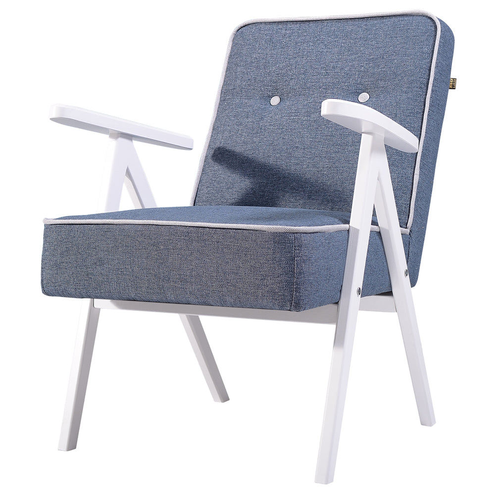 Fotel MidCentury niebiesko jasnoszary łatwoczyszczący