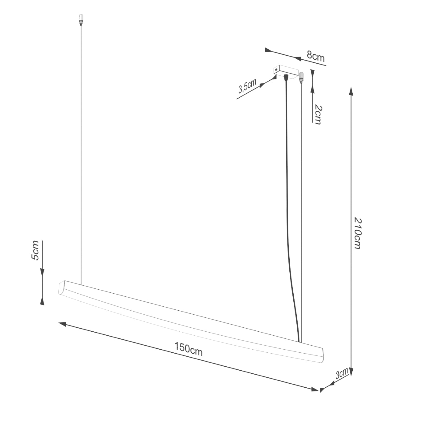 Lampa wisząca Jorun LED 150 cm czarna 3000K