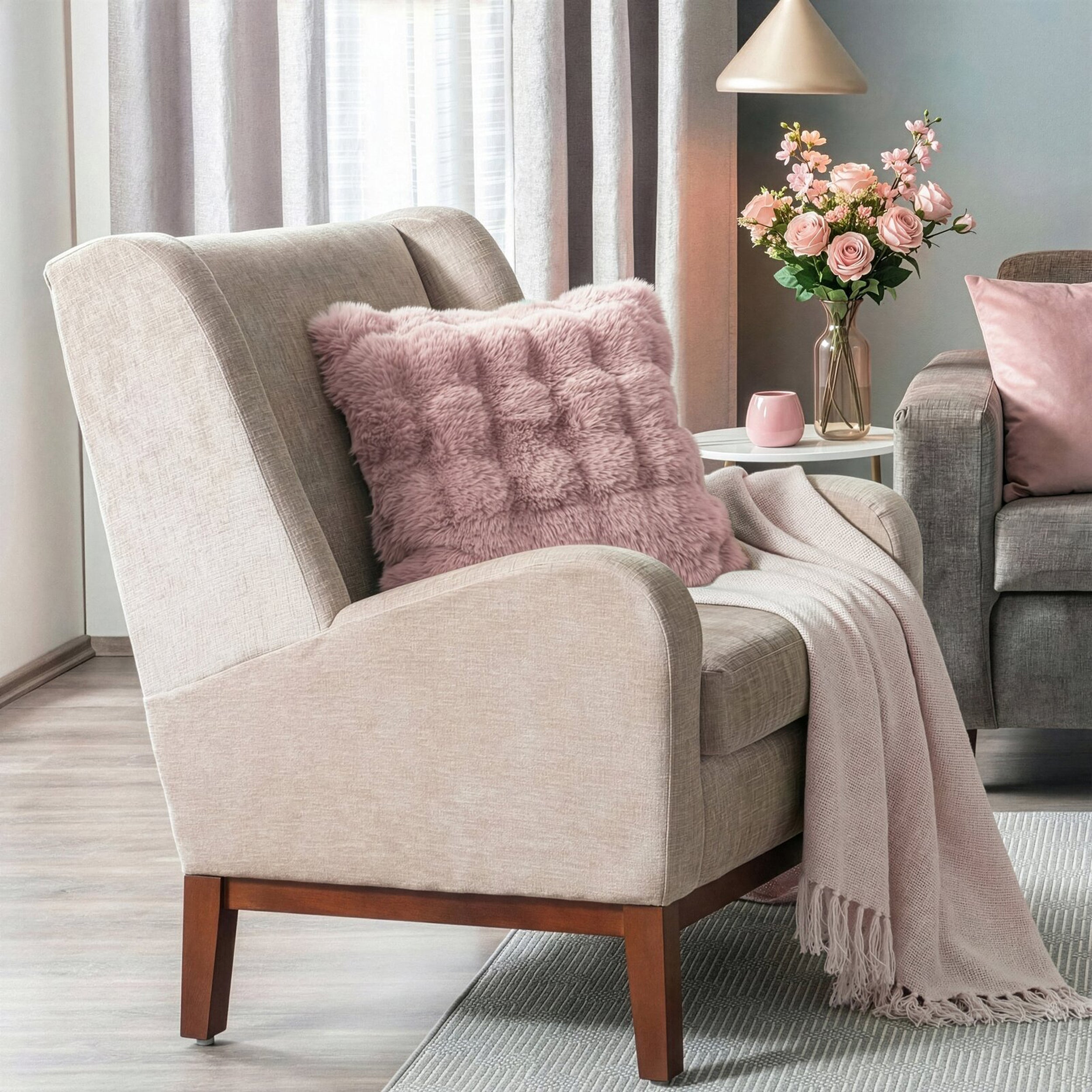 Poszewka na poduszkę Lily pudrowy róż - materiał tkanina