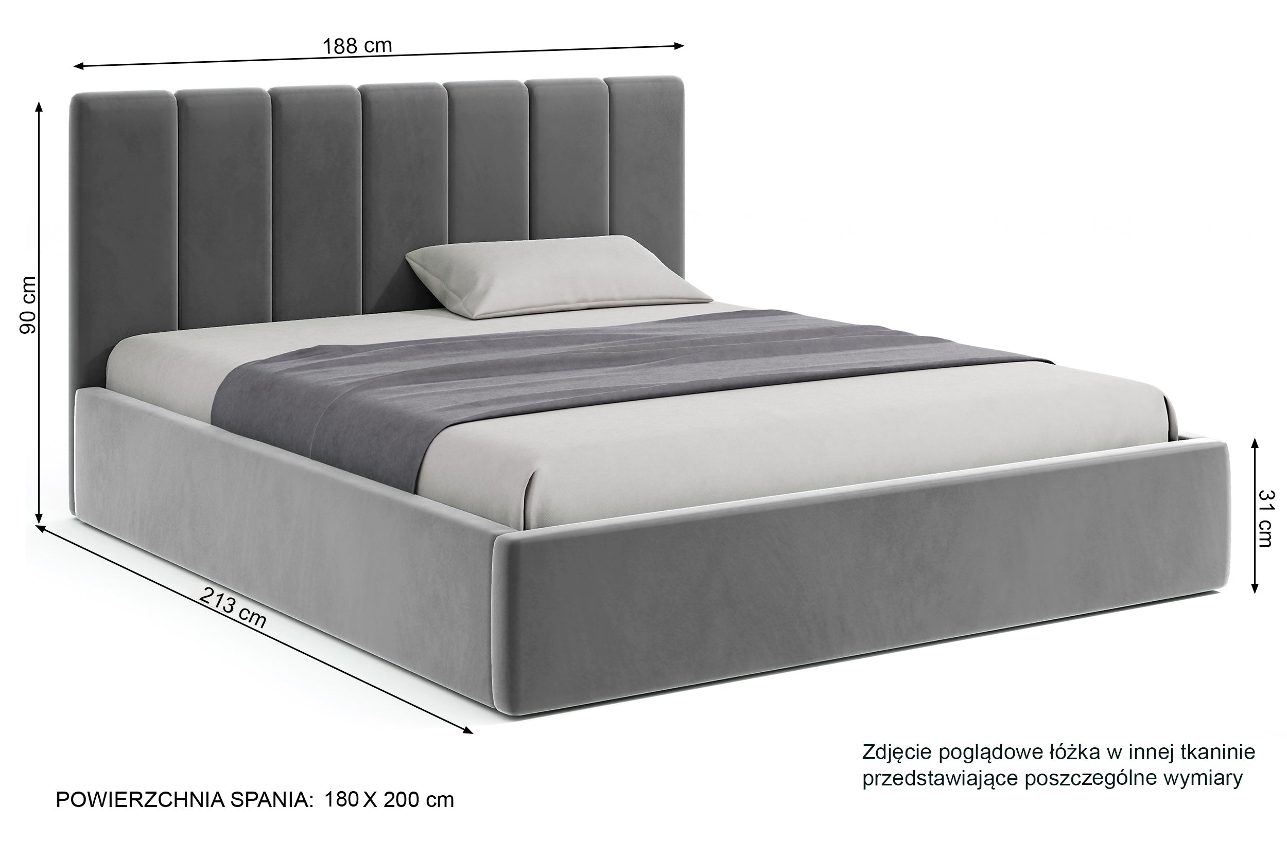 Łóżko tapicerowane Isara 180x200 cm z pojemnikiem zielone welur