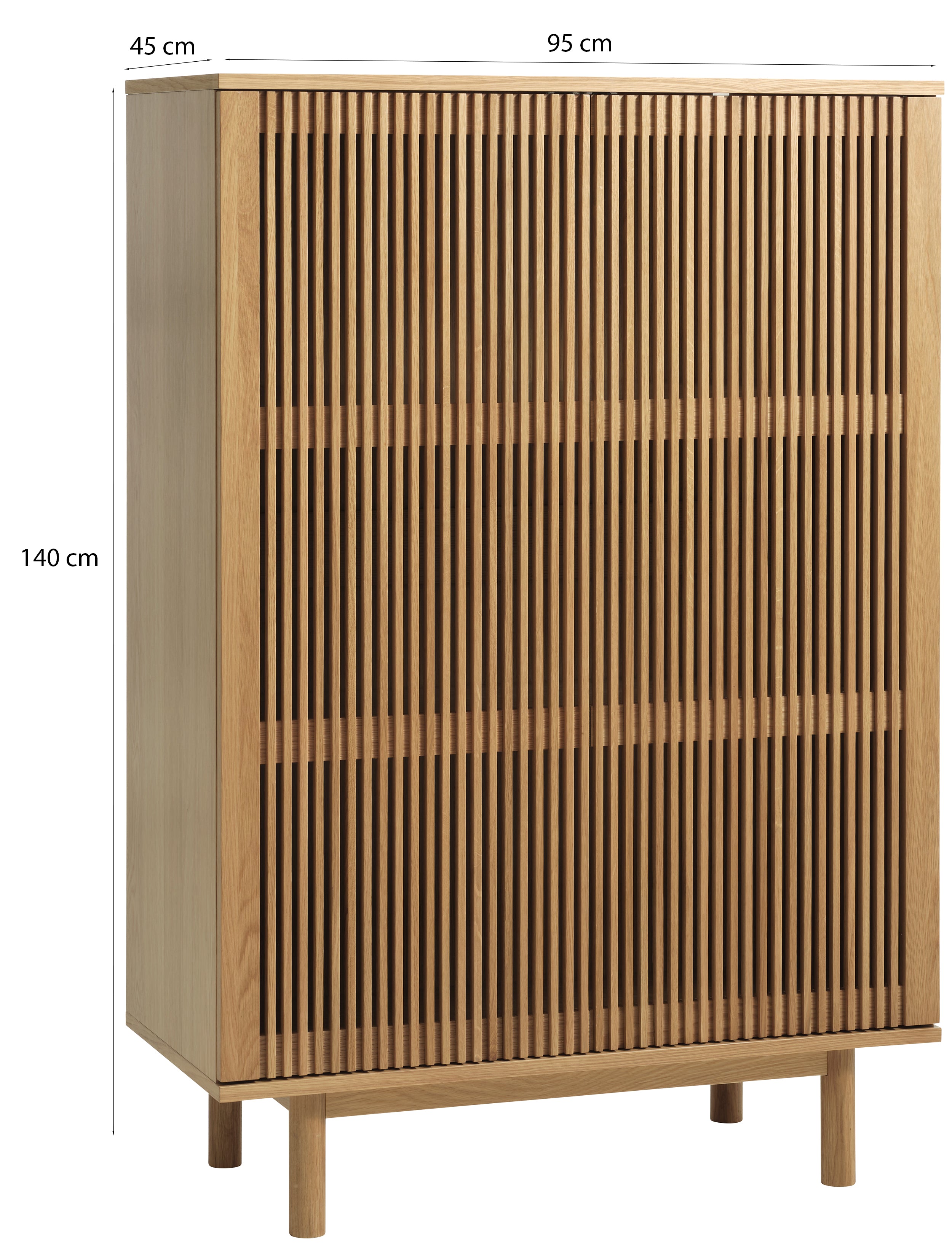 Komoda wysoka Bruzel 140 cm lamele dąb naturalny