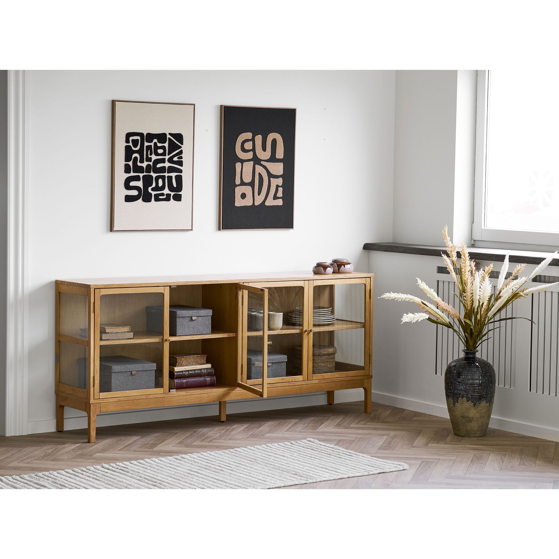 Dekoracja ścienna Tine Tufted beżowo-czarna - materiał tworzywo sztuczne