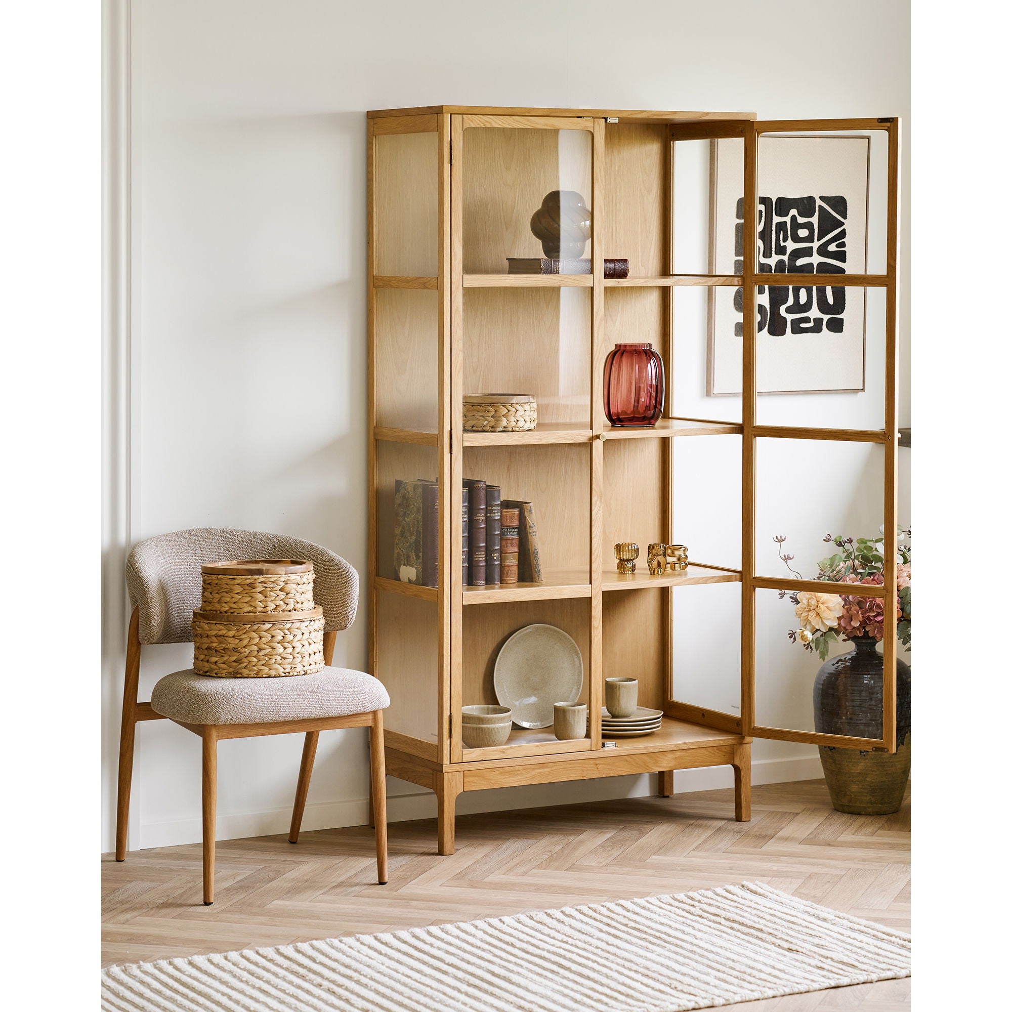 Dekoracja ścienna Tine Tufted beżowo-czarna - styl retro