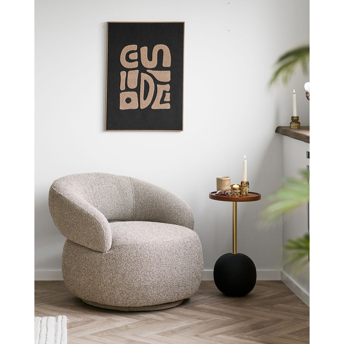 Dekoracja ścienna Tine Tufted czarno-brązowa - styl retro