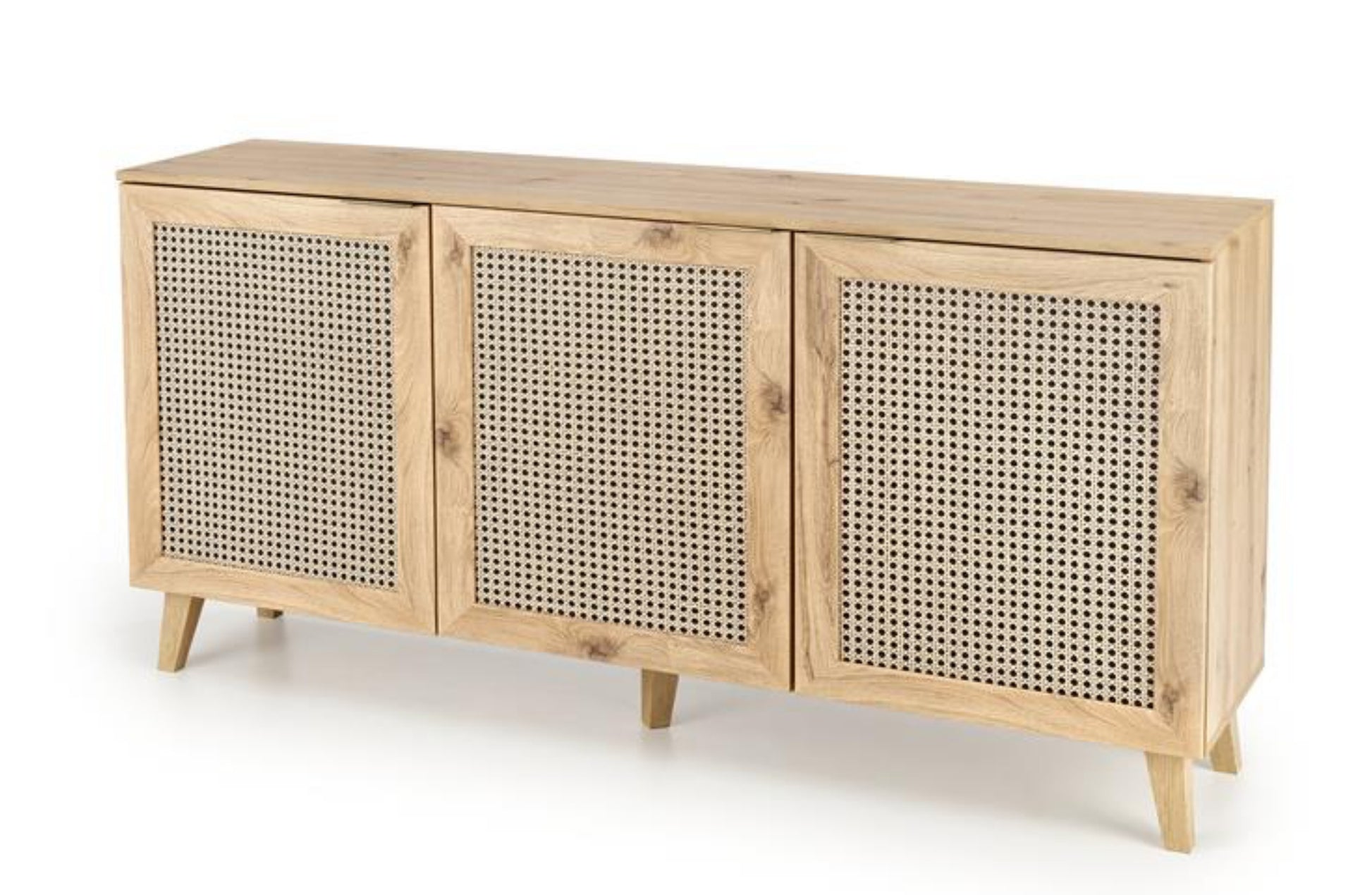 Komoda trzydrzwiowa Trivilla dąb artisan/ plecionka wiedeńska