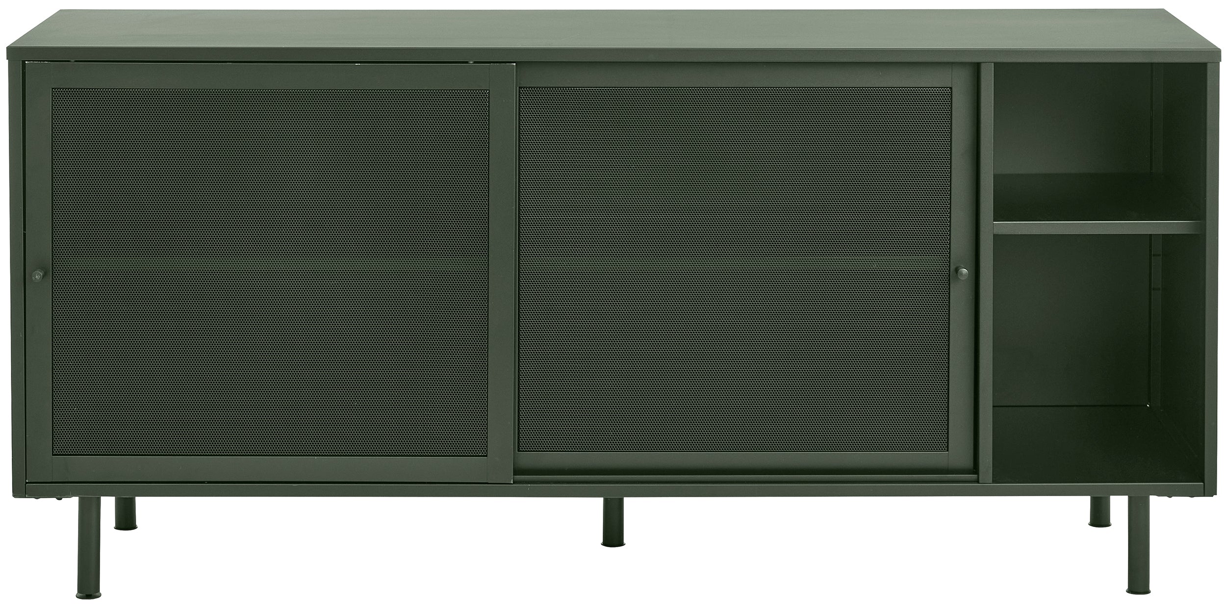 Komoda Sonaves z przesuwnymi drzwiami ciemnozielona - materiał metal