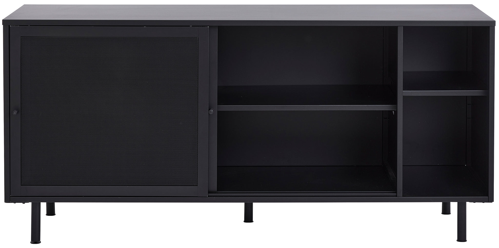 Komoda Sonaves z przesuwnymi drzwiami czarna - szerokość 160 cm