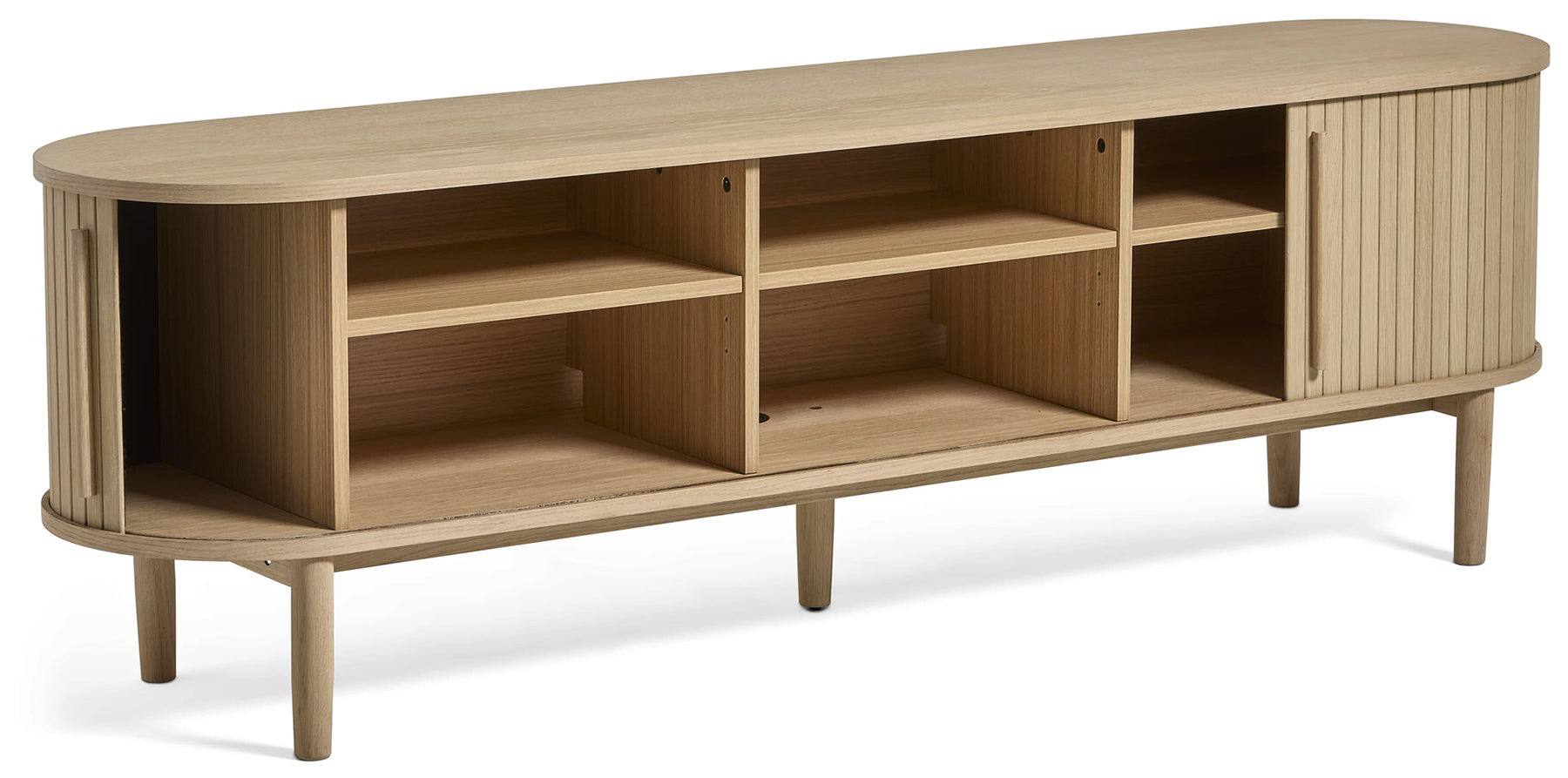 Szafka RTV Meta 180 cm lamele dąb bielony - na nóżkach