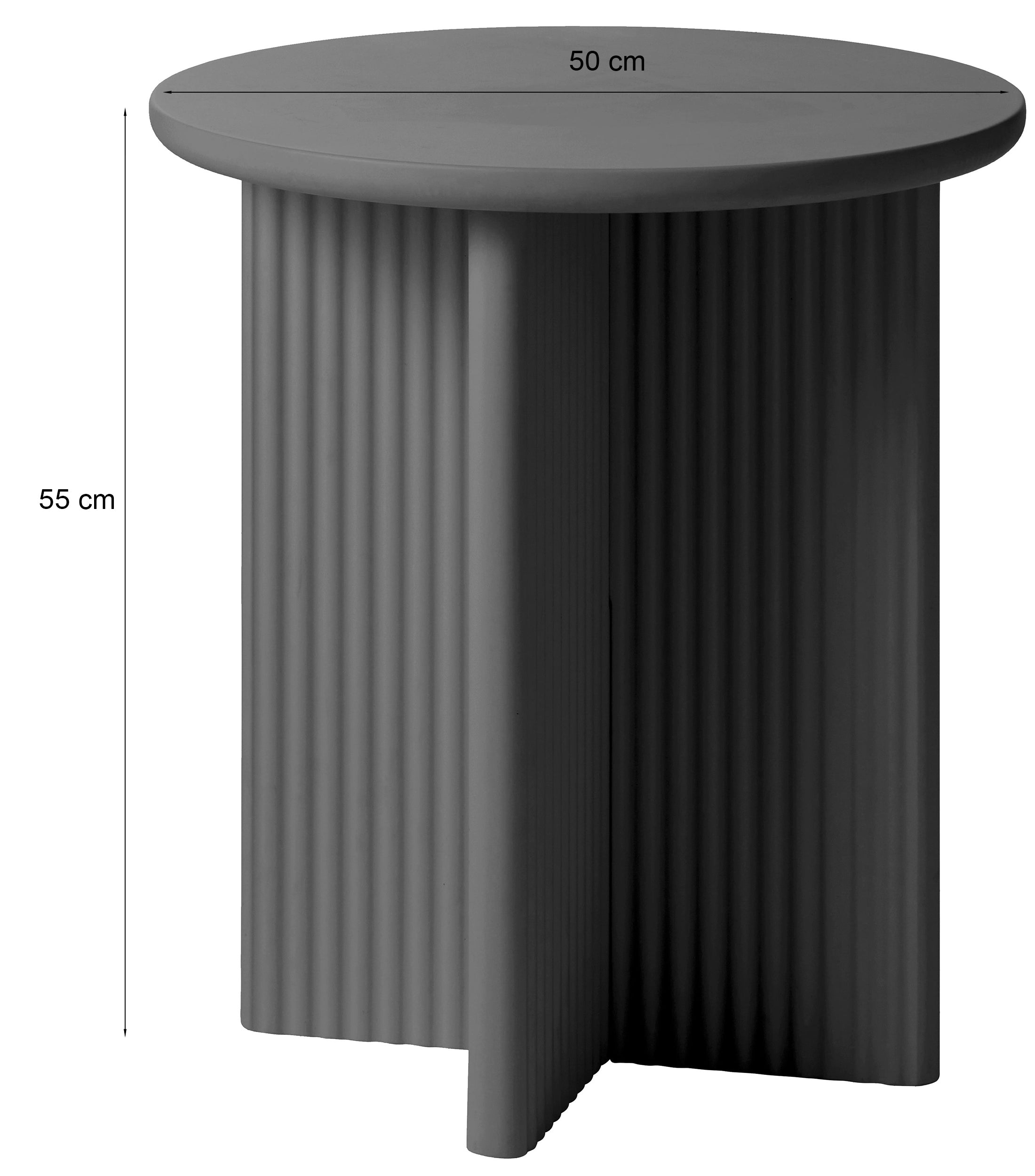 Stolik boczny Athenise okrągły 50 cm podstawa krzyżowa szarobeżowy - materiał płyta meblowa