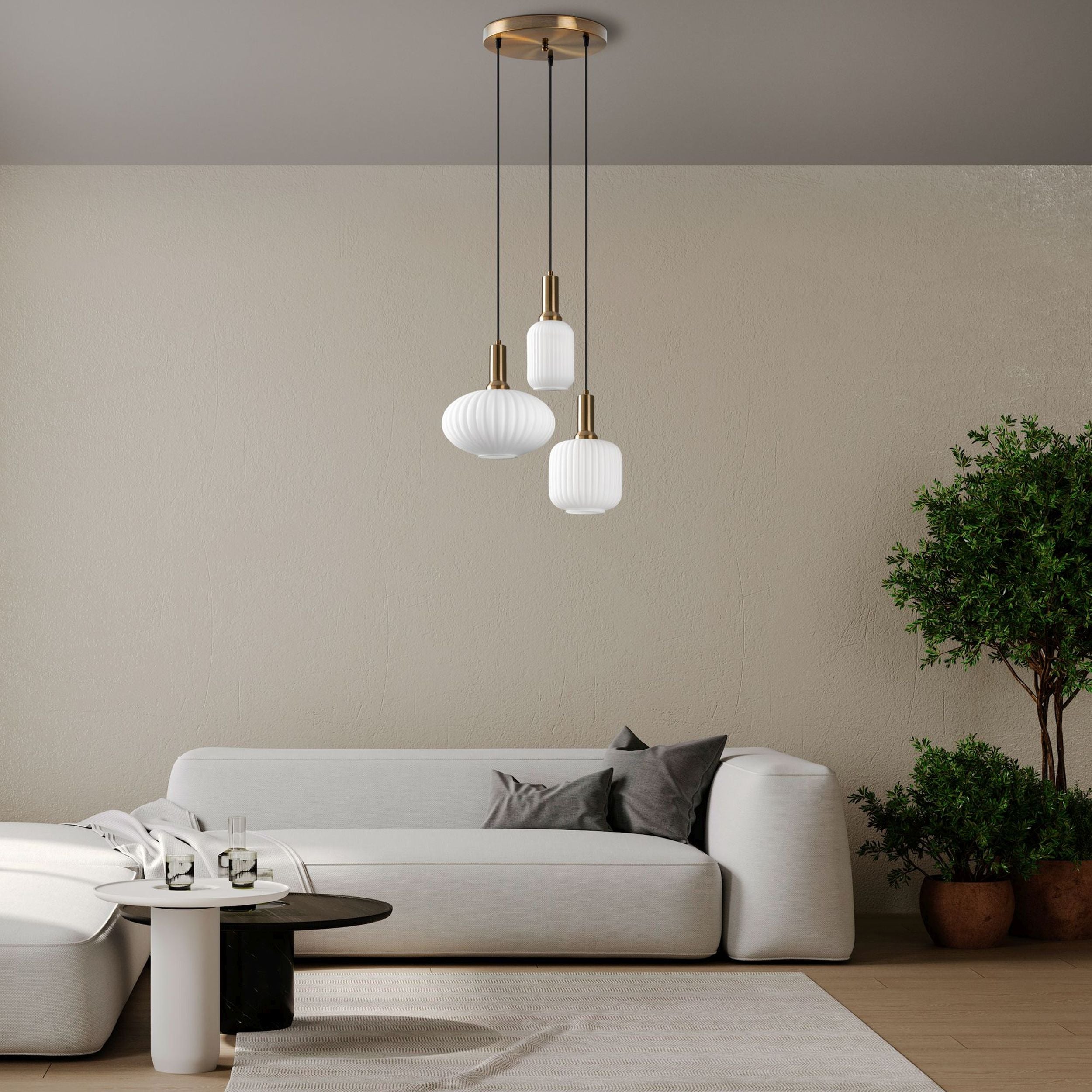 Lampa wisząca Asker x3 biało-złota