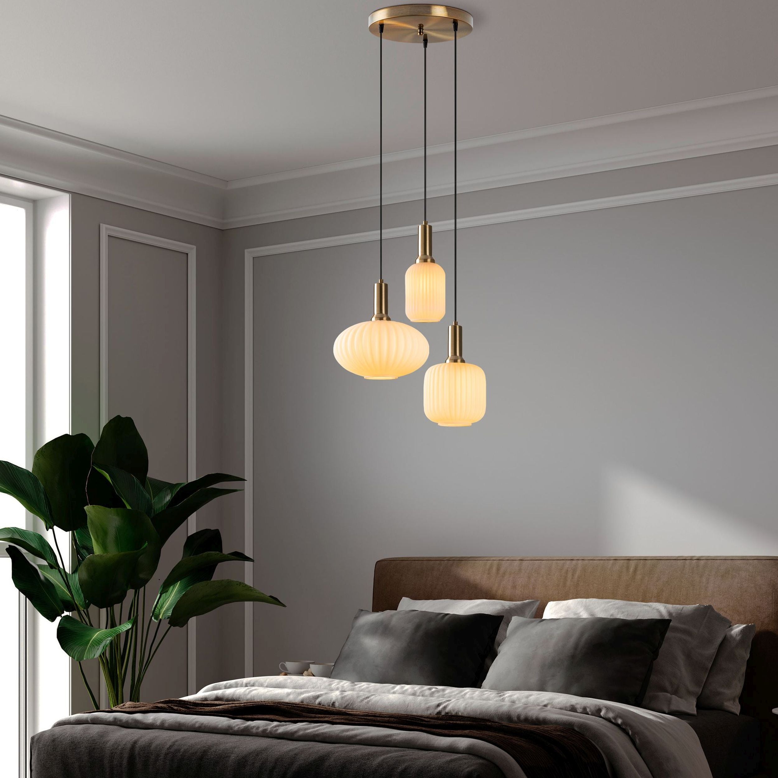 Lampa wisząca Asker x3 biało-złota