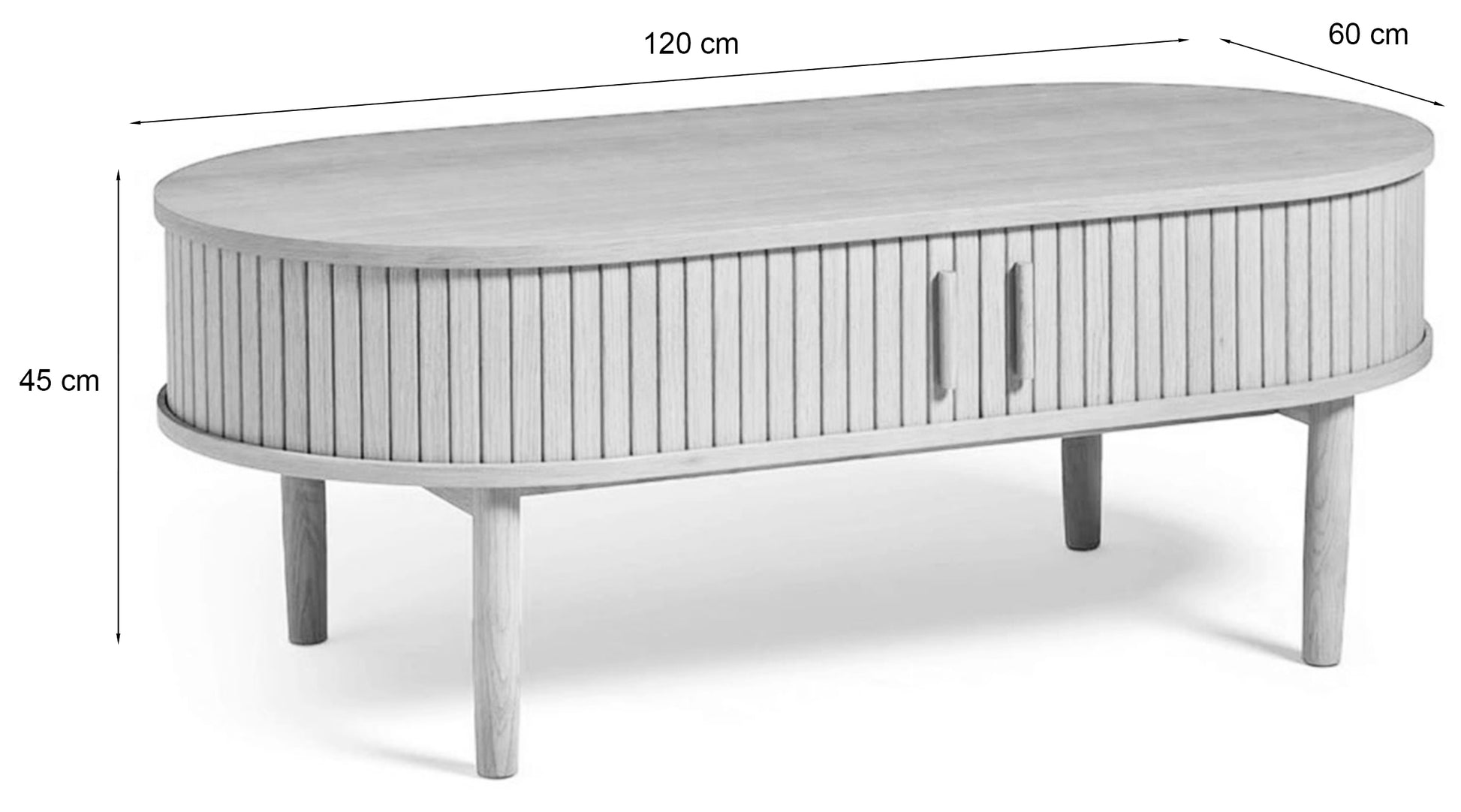 Stolik kawowy Meta 120x60 cm lamele z półką dąb ciemny - materiał płyta meblowa