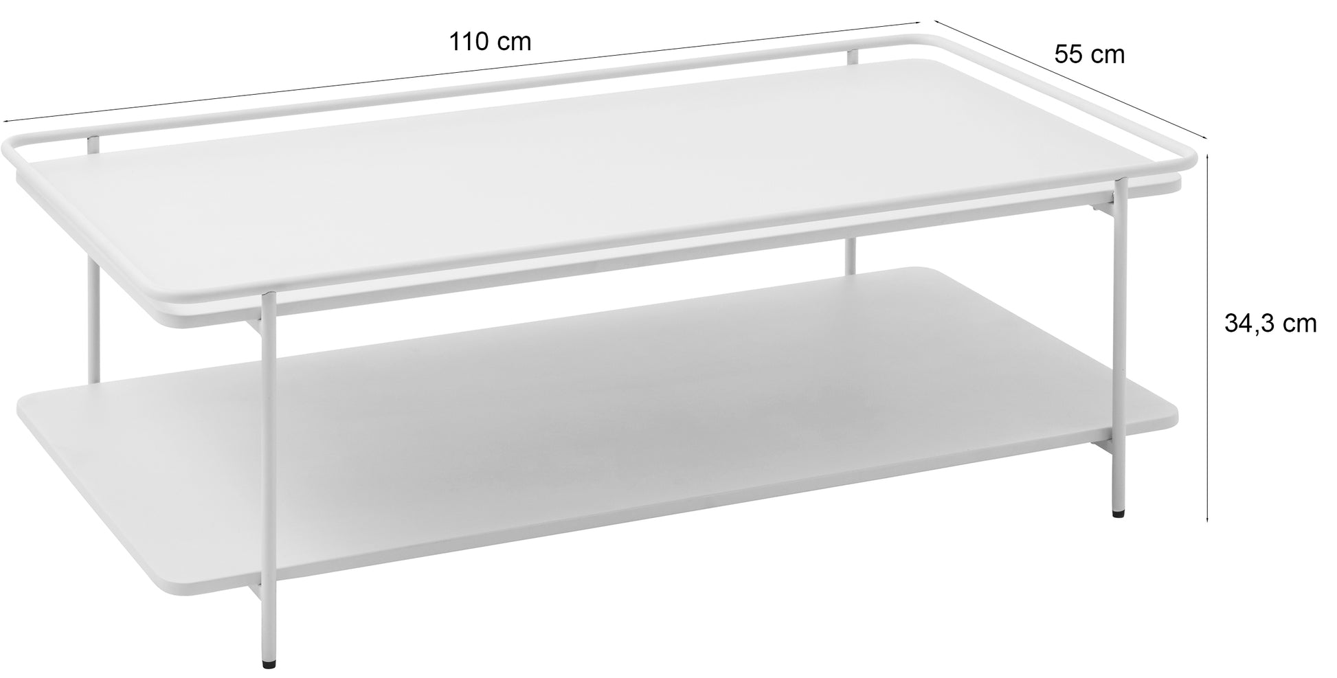 Stolik kawowy Yuba 55x110 cm z półką brązowy - z półką dodatkową