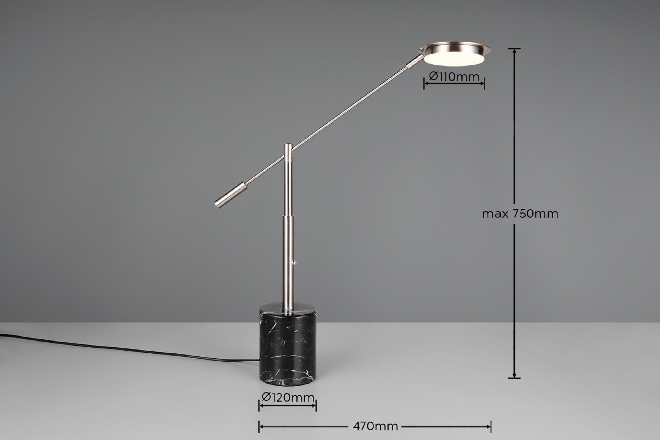 Lampa stołowa Fiore LED czarno-srebrna