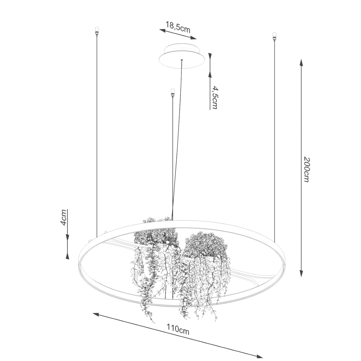 Żyrandol Rio Bio LED 110 cm czarny 4000K