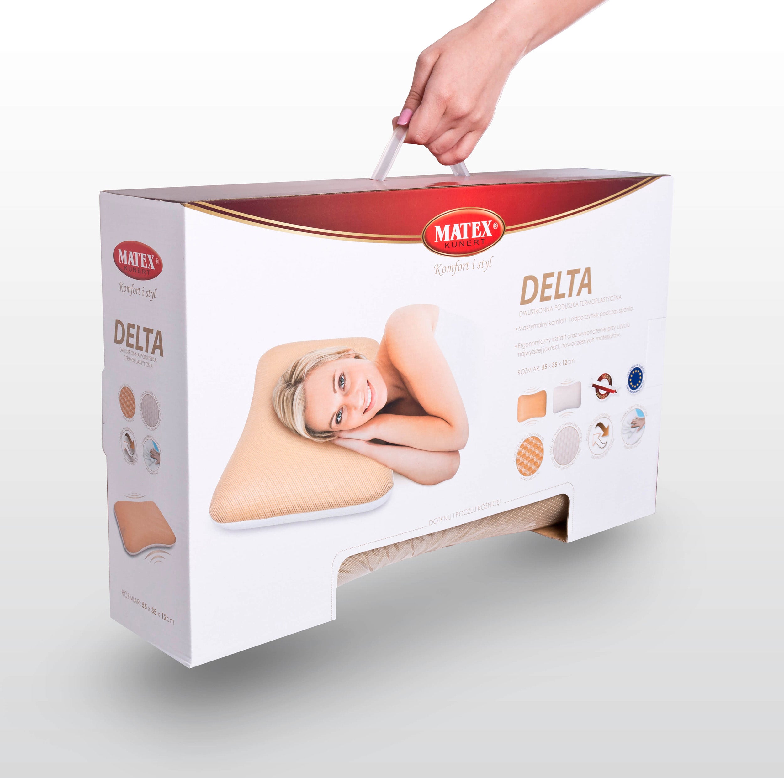 Poduszka profilowana dwustronna Delta z pianki termoplastycznej 55x35x12 cm