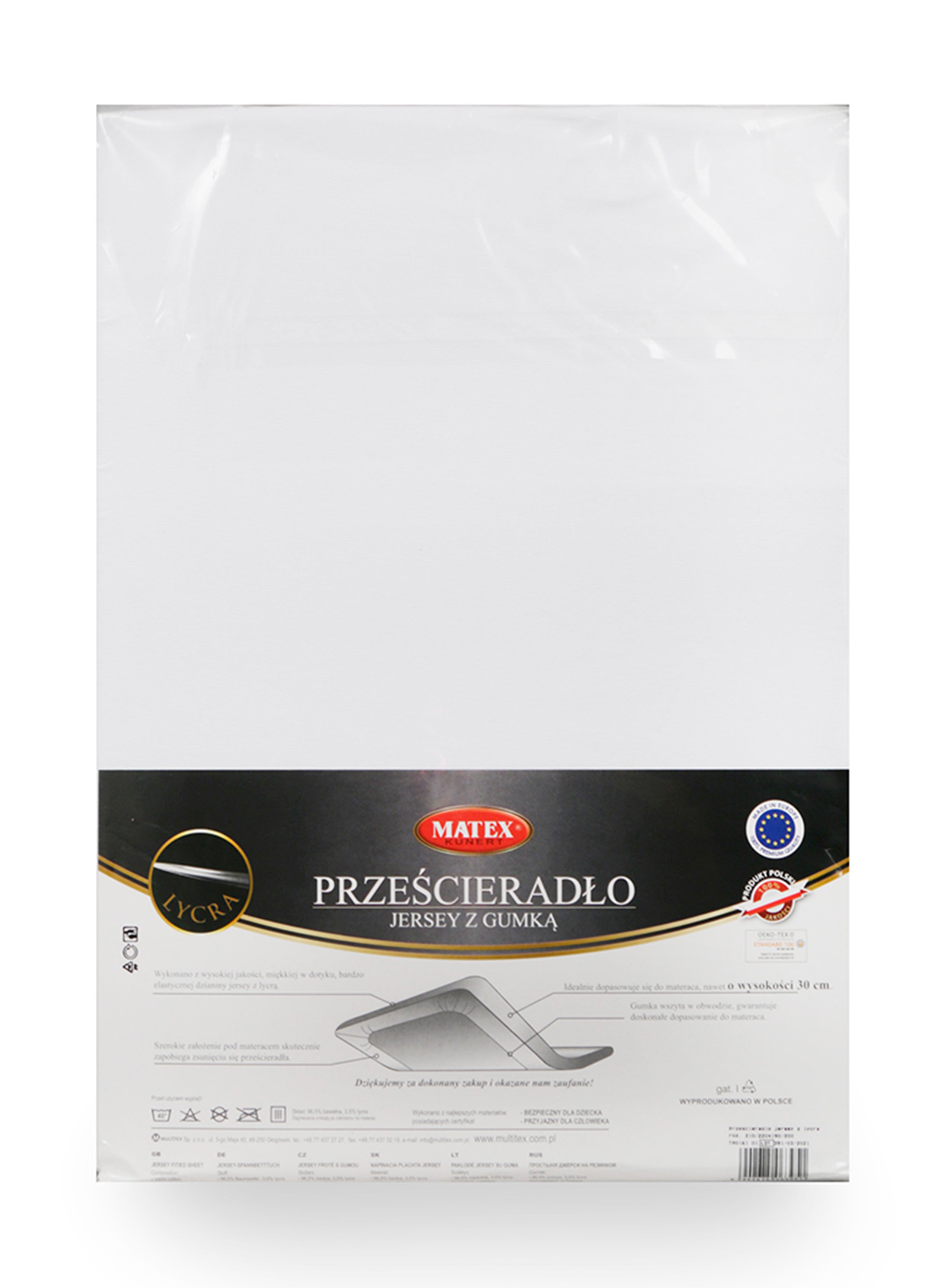 Prześcieradło jersey z lycrą Herrent  z gumą na materac 200x90 cm białe