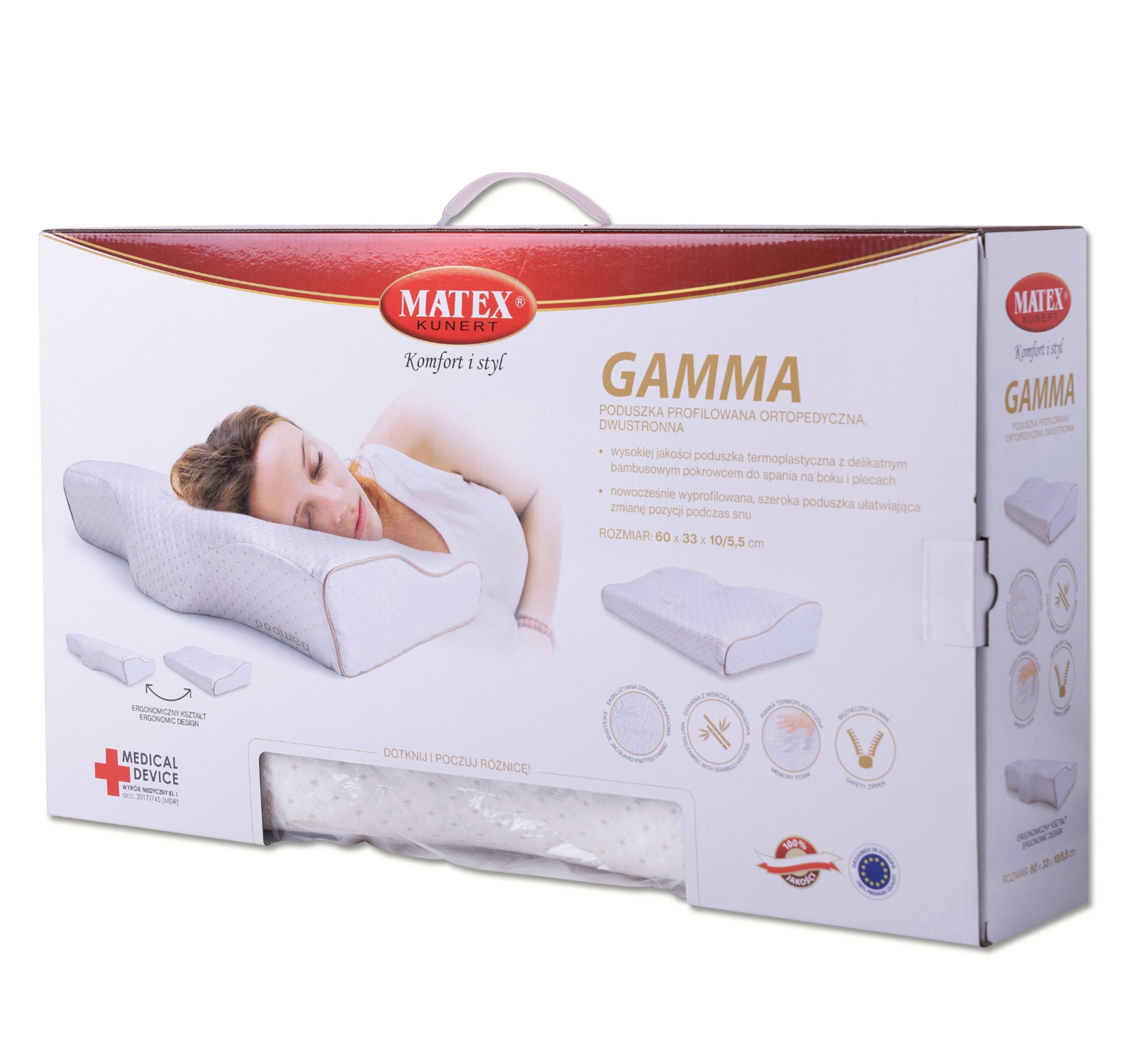 Poduszka profilowana Gamma z pianki termoplastycznej 60x33x11 cm