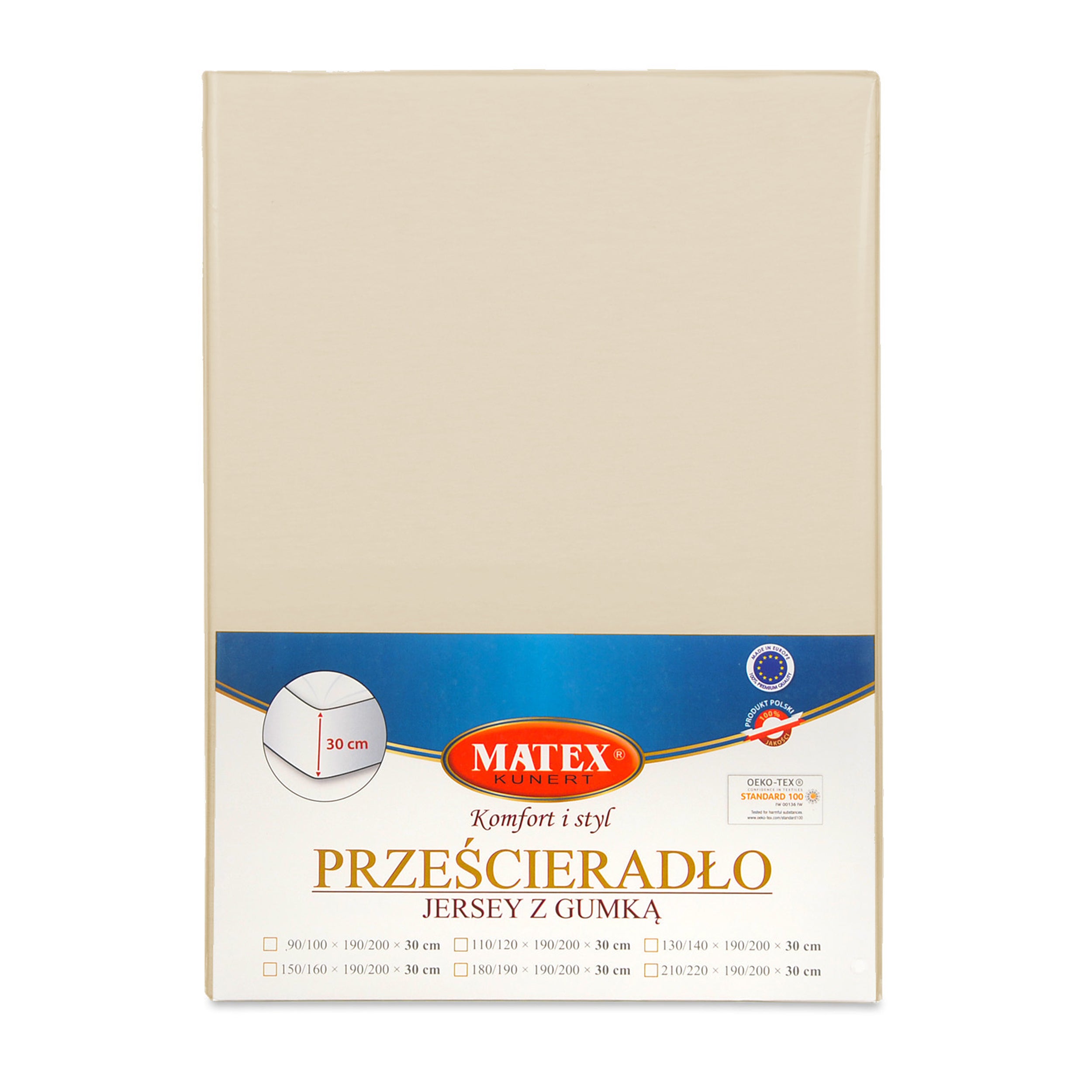 Prześcieradło jersey Herrent z gumą na materac 140x200 cm kremowe