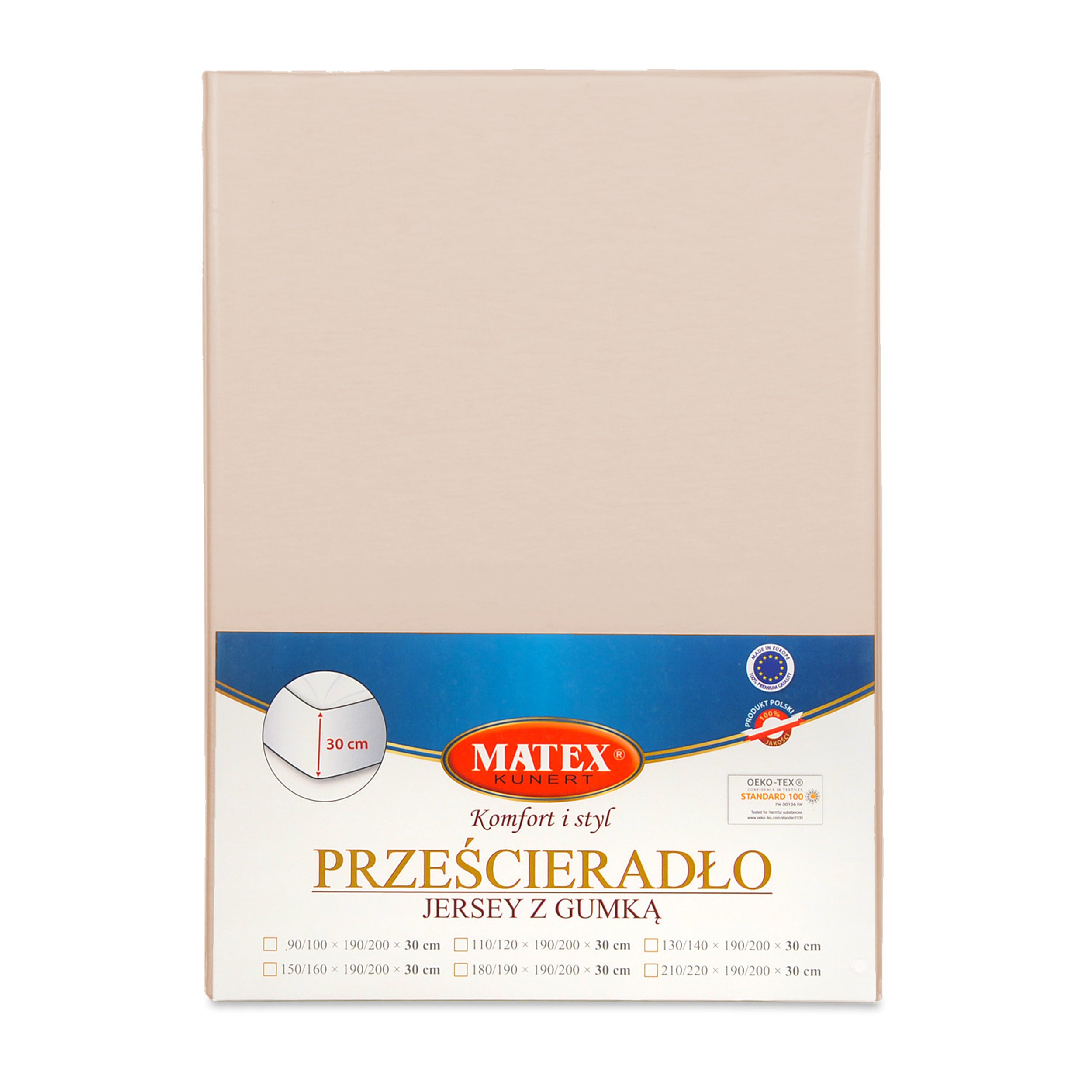 Prześcieradło jersey Herrent z gumą na materac 180x200 cm beżowe