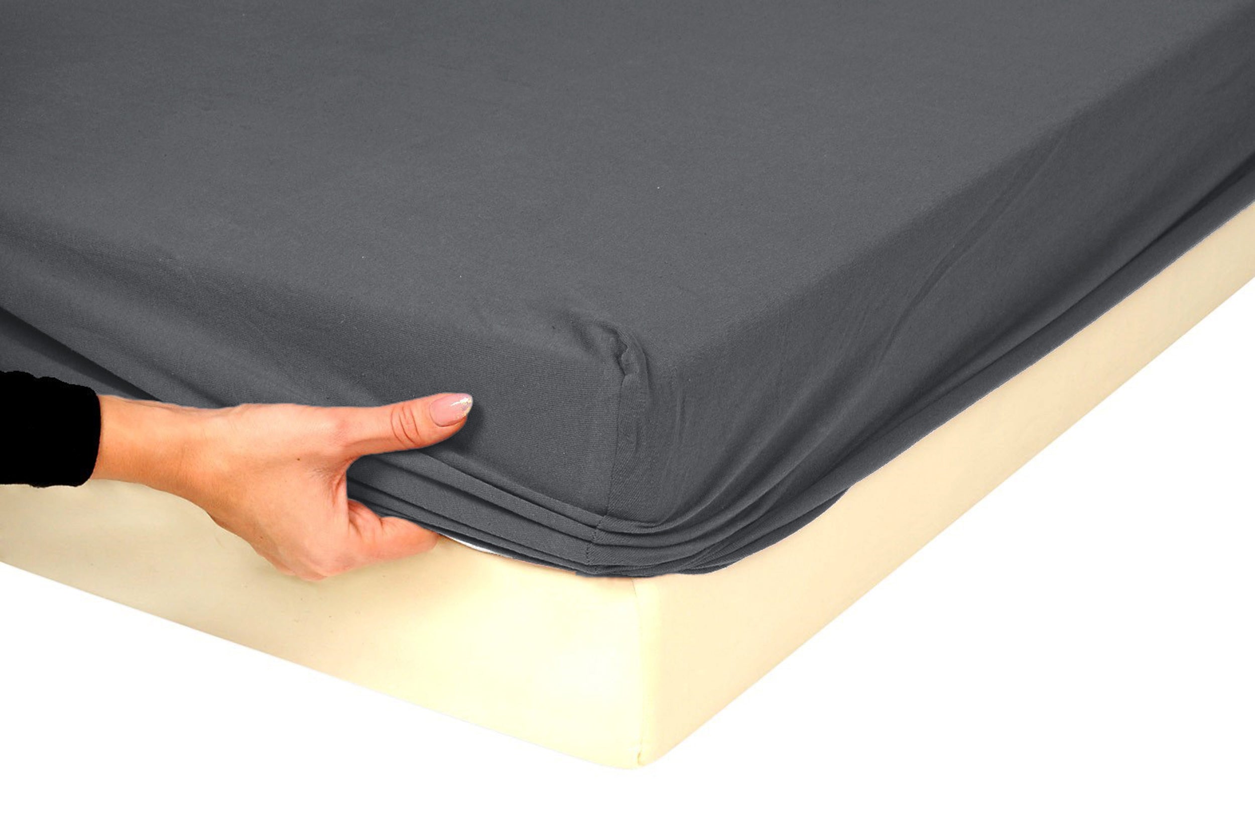 Prześcieradło jersey Herrent z gumą na materac 220x200 cm grafitowe