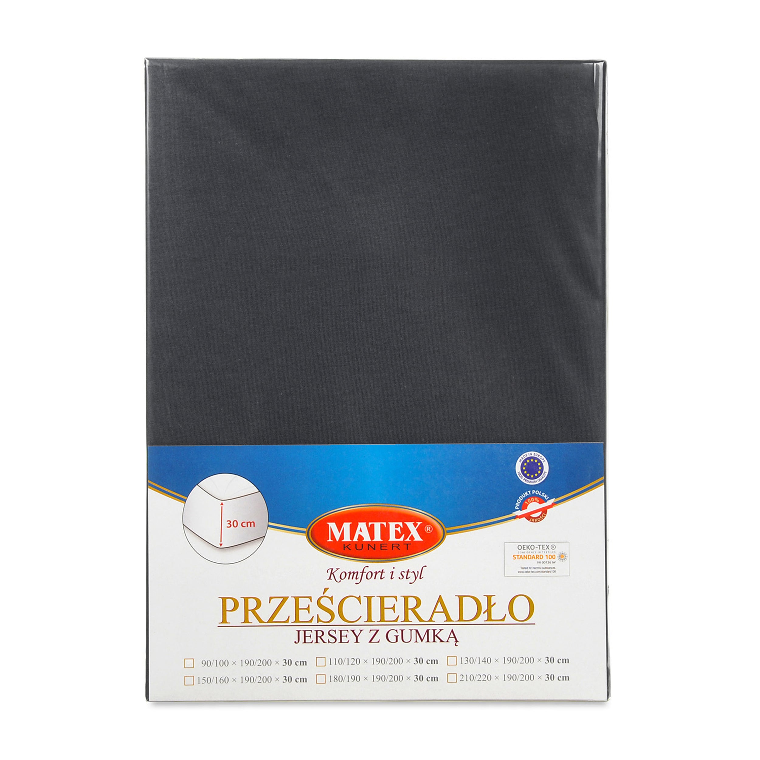 Prześcieradło jersey Herrent z gumą na materac 220x200 cm grafitowe