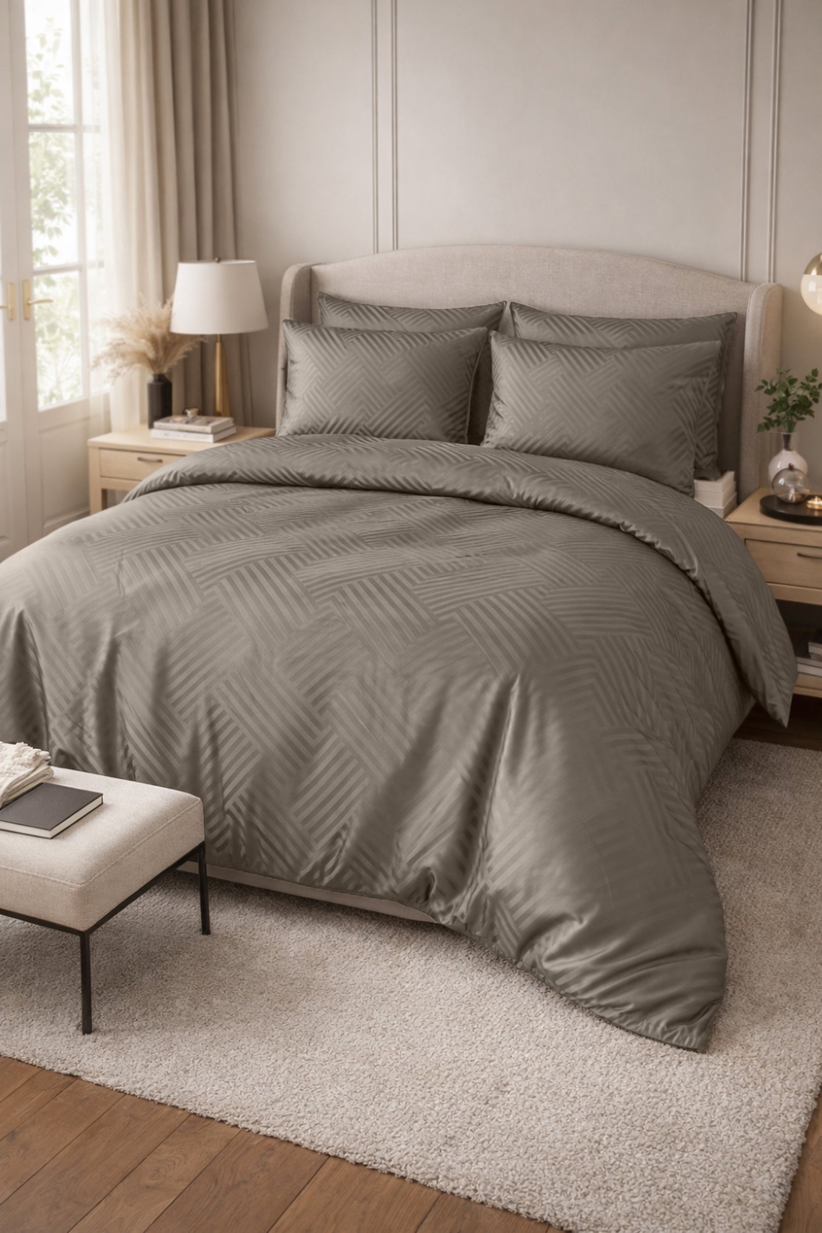 Komplet pościeli z adamaszku Altasoma 160x200 z dwiema poszewkami na poduszkę 70x80 cm taupe