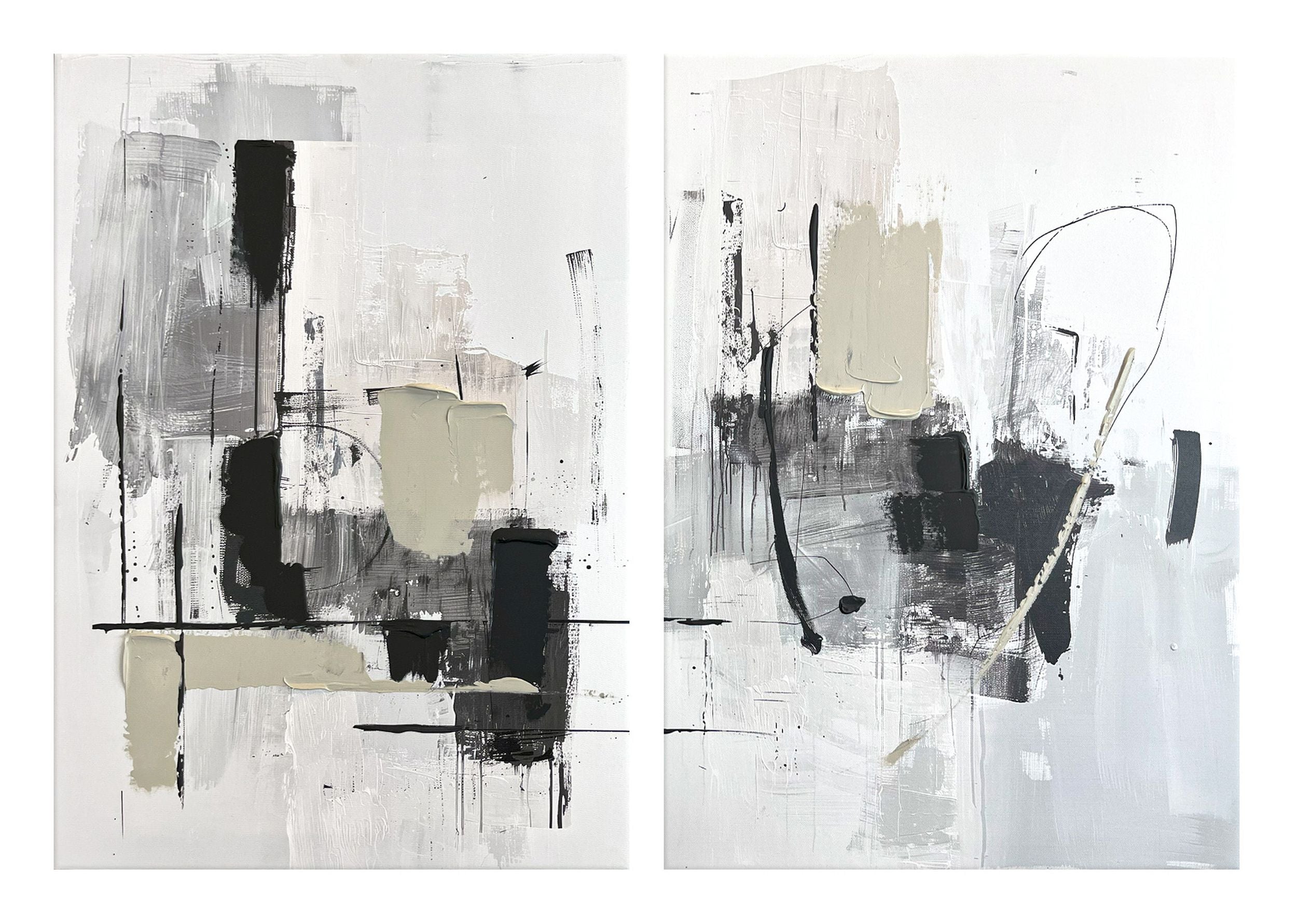 Zestaw 2 obrazów Soot 70x50 cm z ręcznie malowanymi elementami