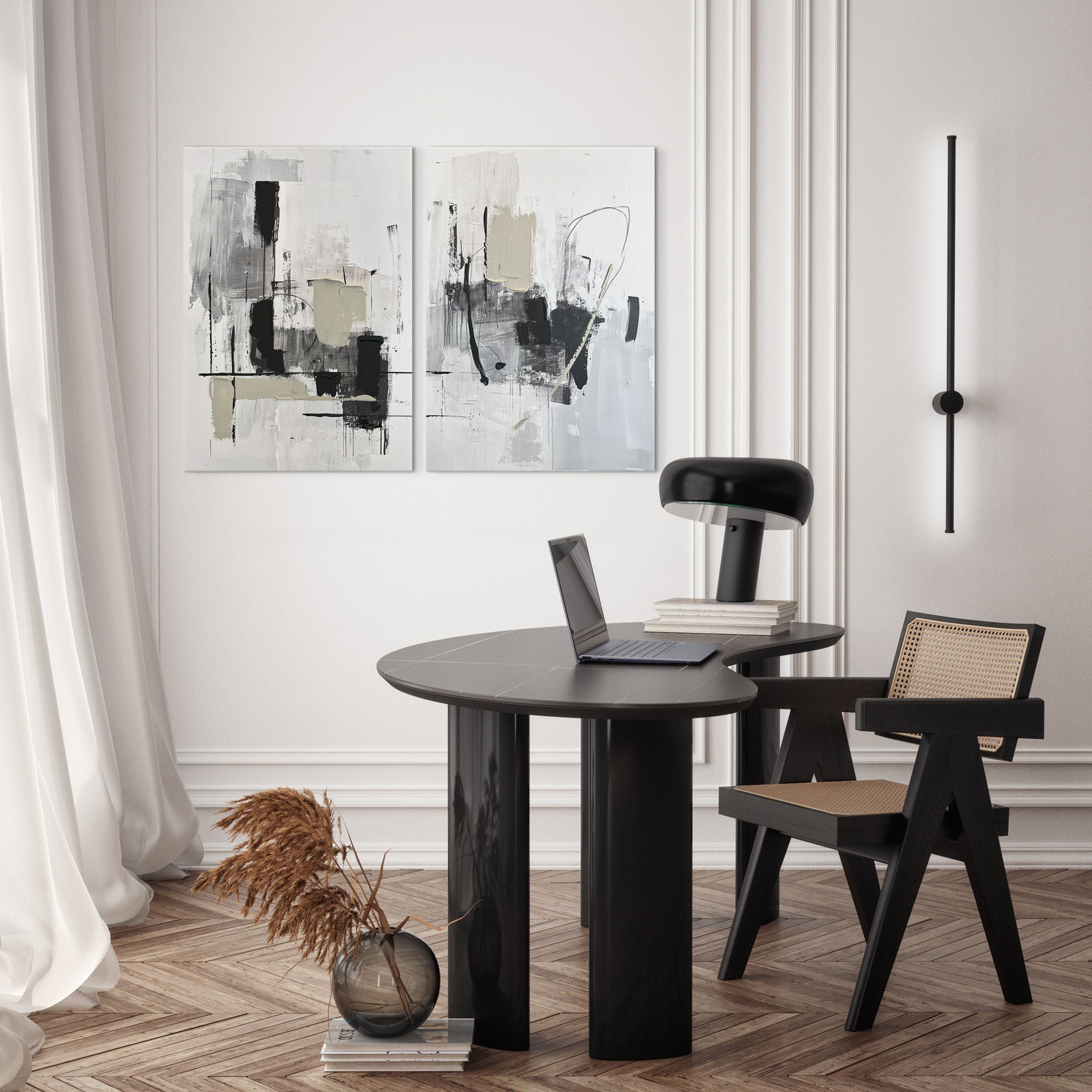Zestaw 2 obrazów Soot 70x50 cm z ręcznie malowanymi elementami