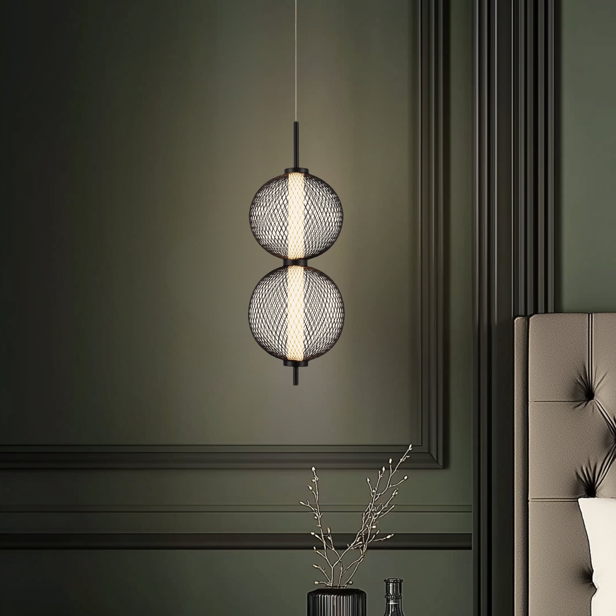 Lampa Wisząca LED Puma x2 14 cm czarna