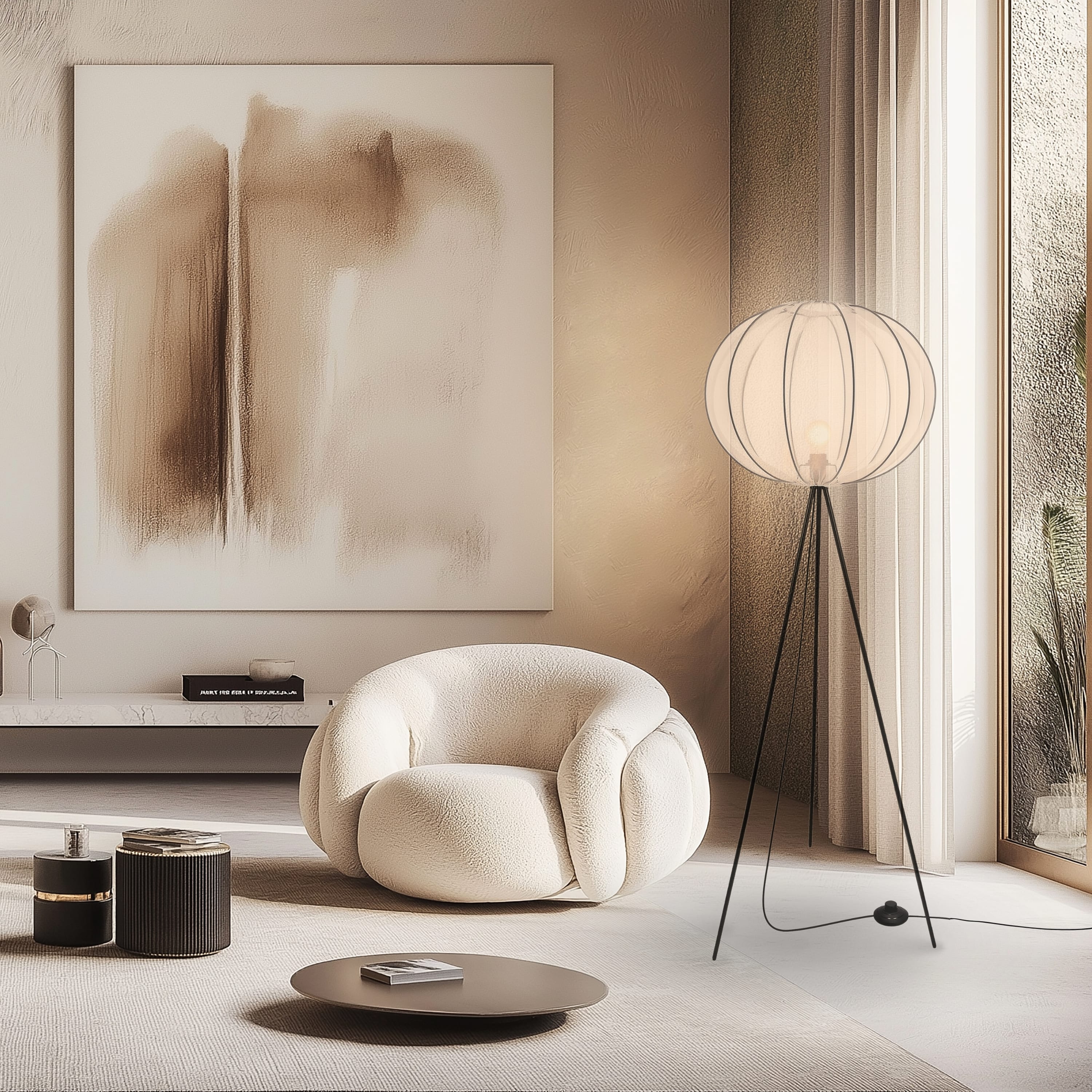 Lampa podłogowa Mellow czarna E27 40W z białym abażurem