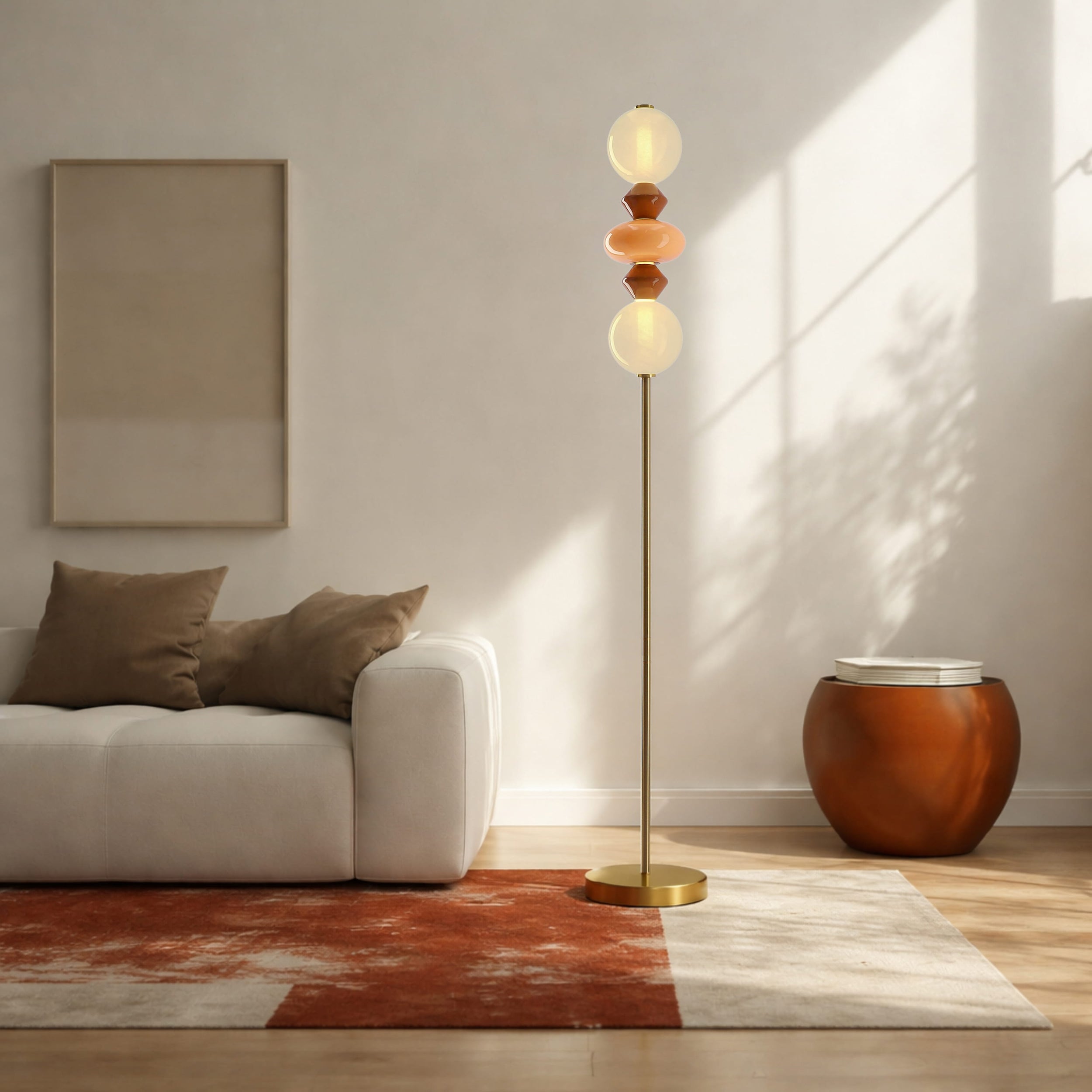 Lampa podłogowa LED Flores brązowo-pomarańczowa 3000K 15W z białym kloszem