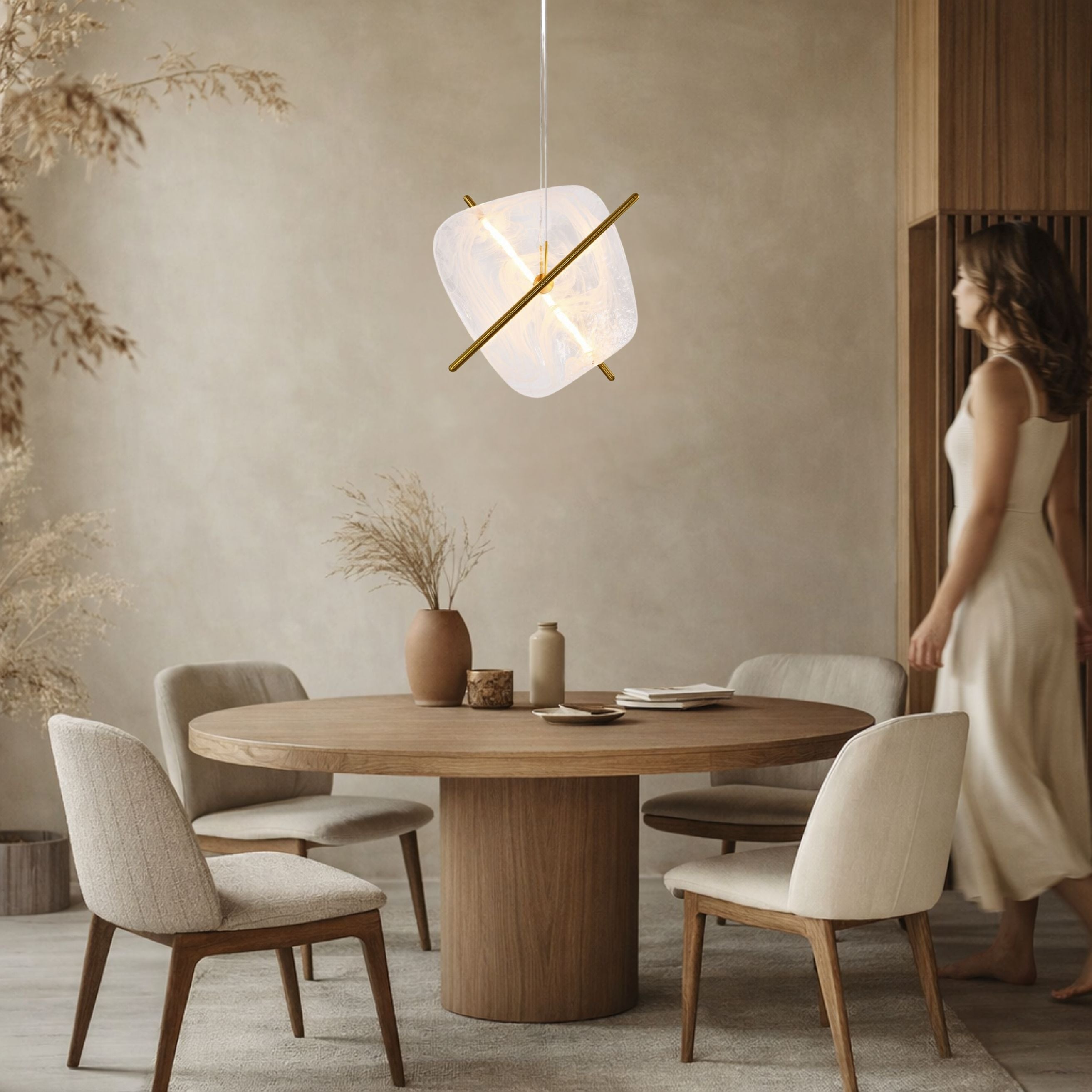 Lampa wisząca LED Relax brązowa kwadratowa 3000K 15W z białym kloszem
