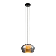 Lampa wisząca Insieme 35 czarno-chromowa GX53 10W z dymiono-białym kloszem