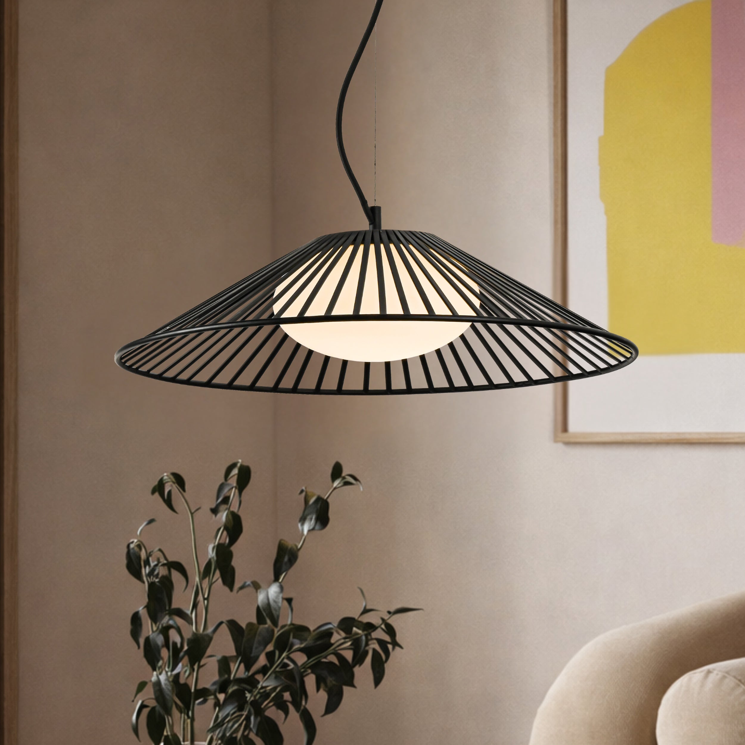 Lampa wisząca Sonte 50 czarna GX53 10W z białym kloszem