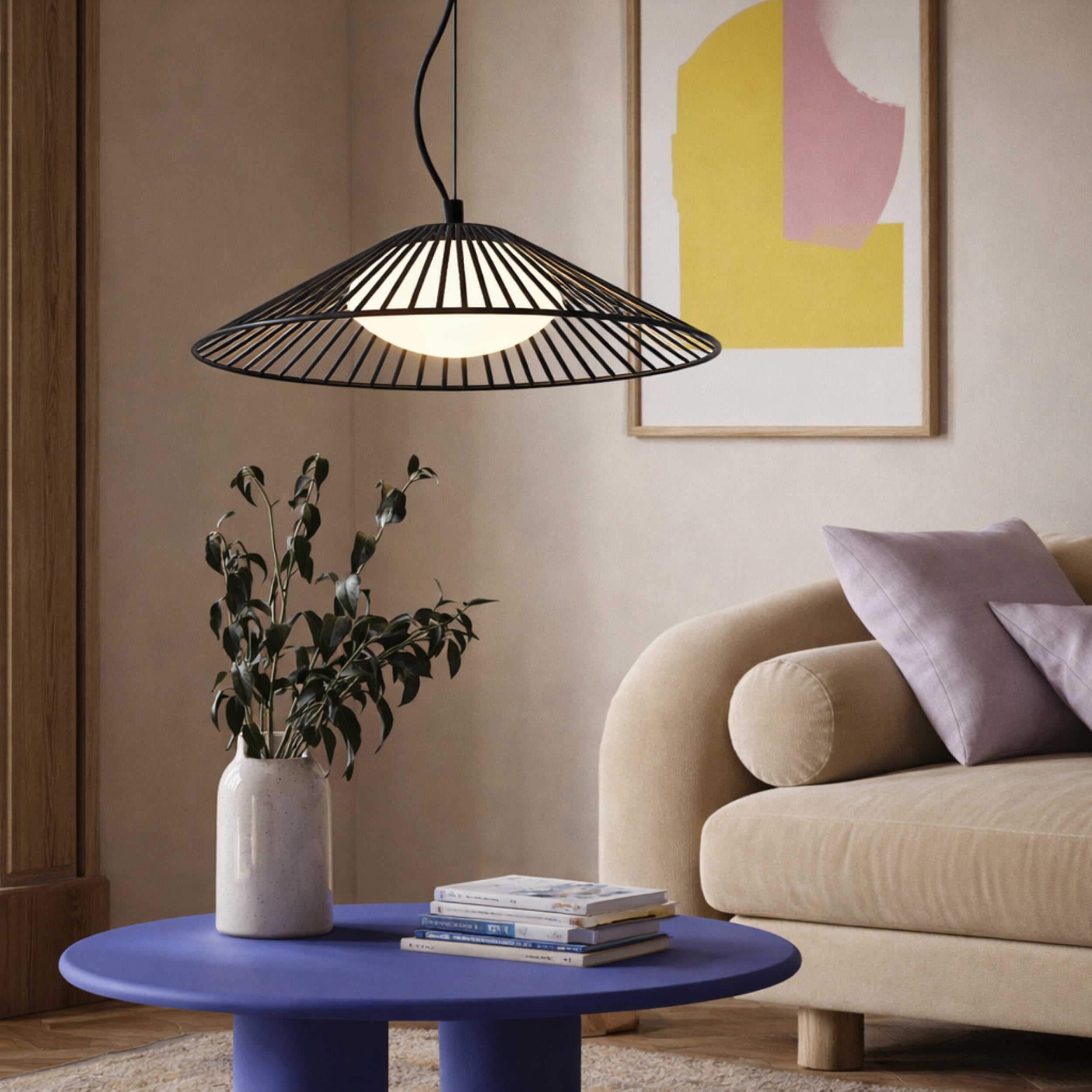 Lampa wisząca Sonte 50 czarna GX53 10W z białym kloszem