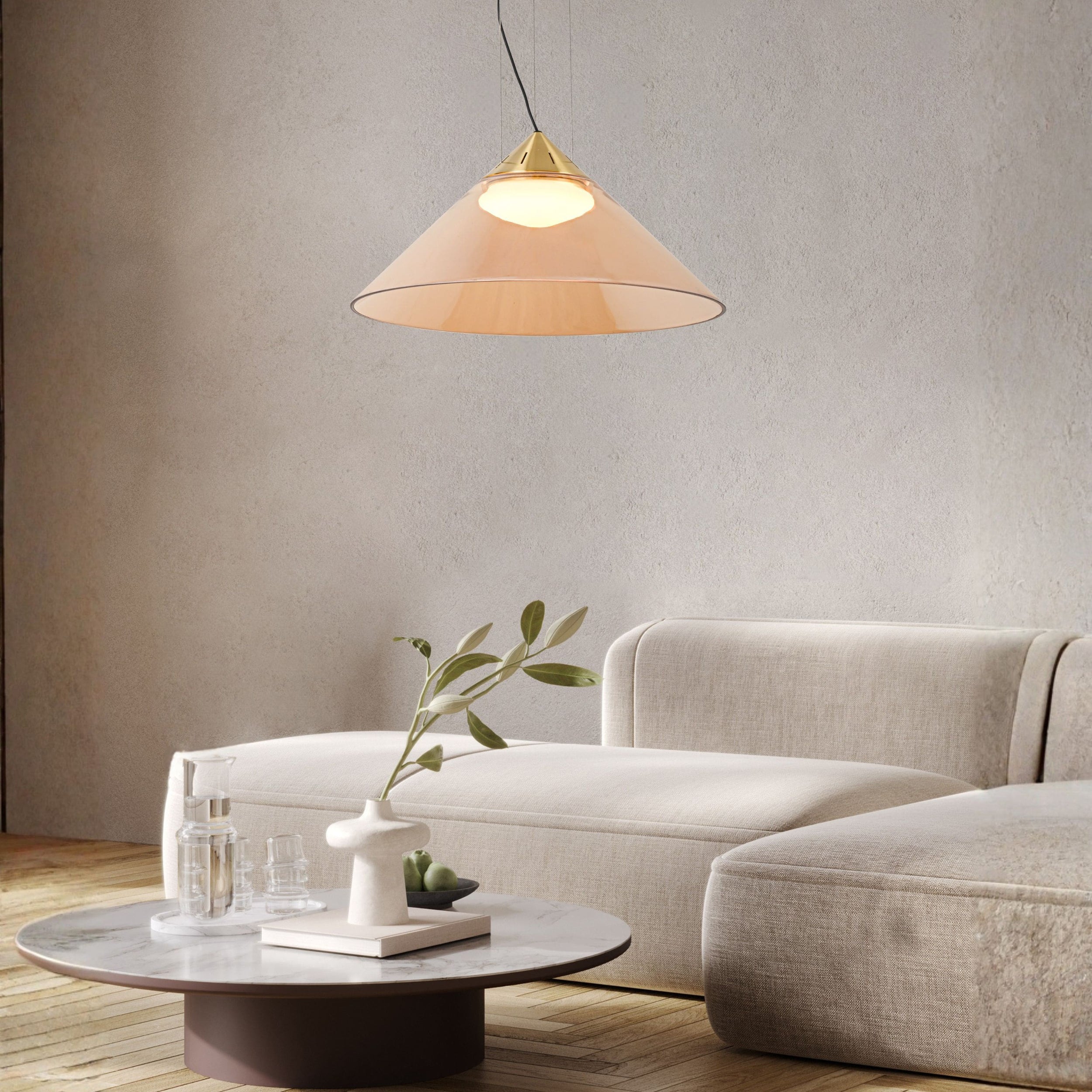 Lampa wisząca Presto 42 złota GX53 10W z bursztynowo-białym kloszem