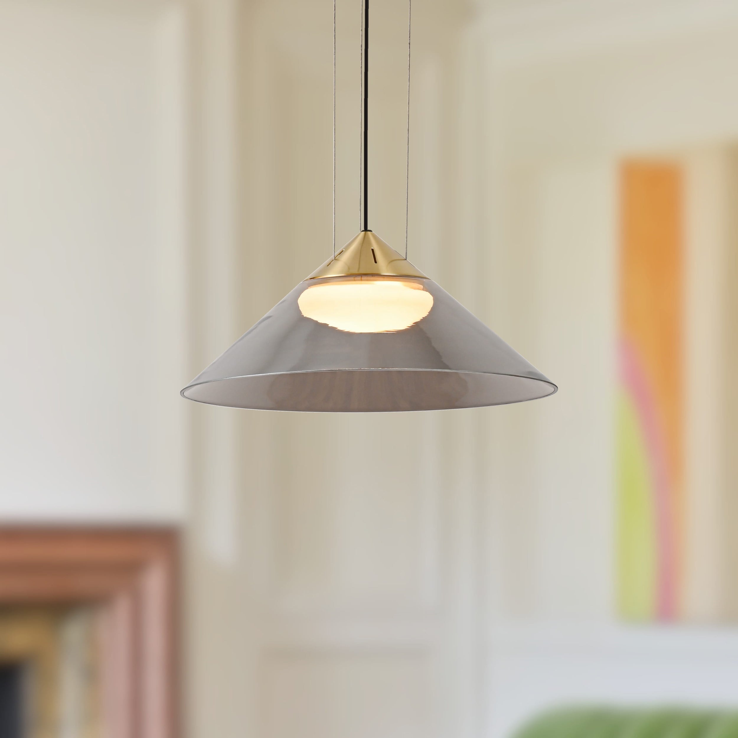 Lampa wisząca Presto 34 złota GX53 10W z dymiono-białym kloszem