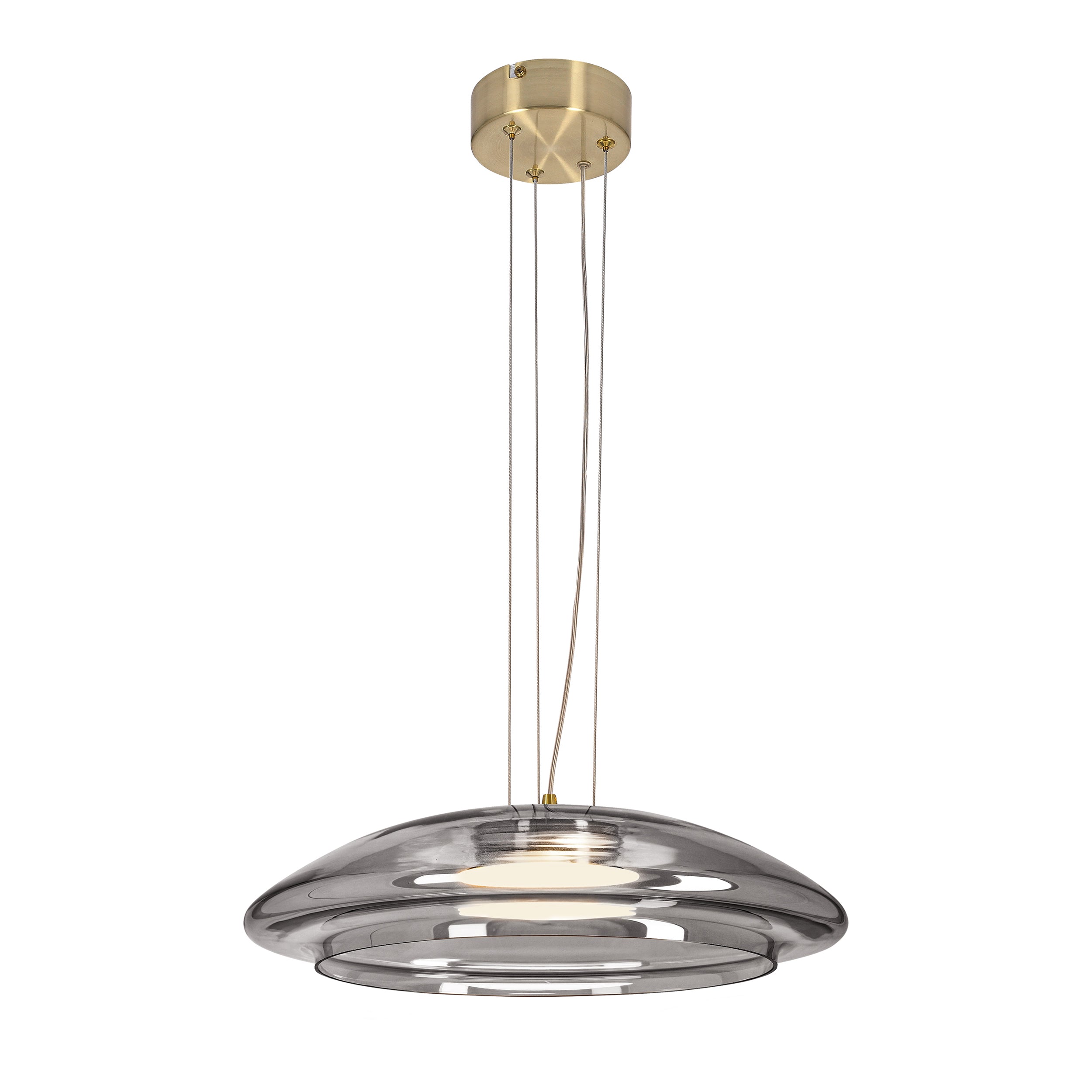 Lampa wisząca Ombre 42 złota GX53 10W z dymiono-białym kloszem