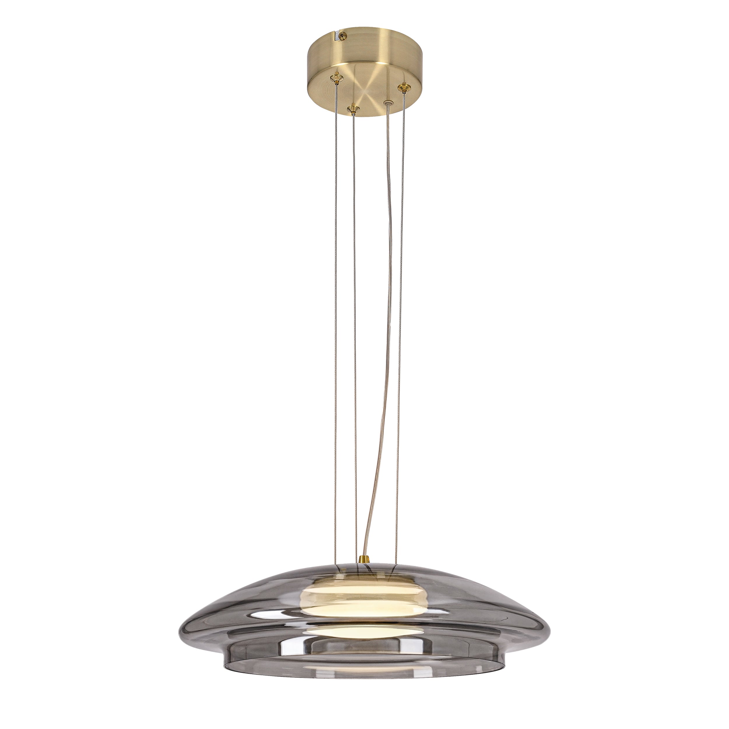 Lampa wisząca Ombre 34 złota GX53 10W z dymiono-białym kloszem