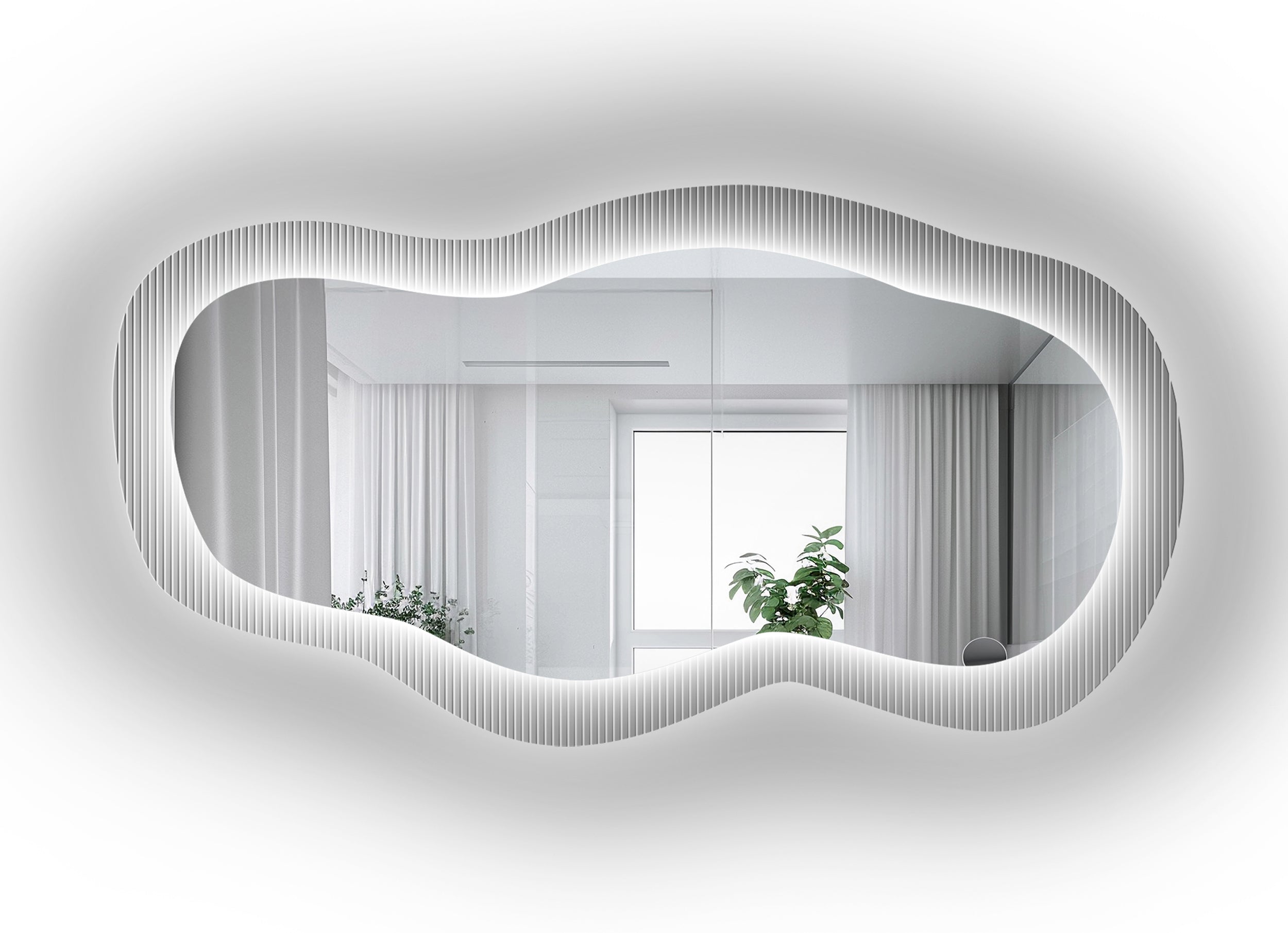 Lustro ścienne Glasori LED 80x42 cm na szkle ornamentowym