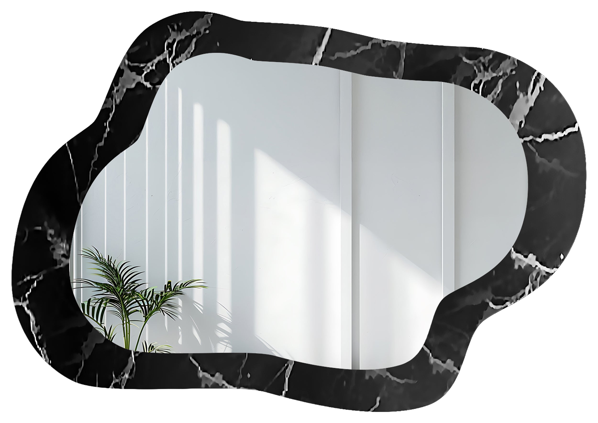 Lustro ścienne Marble Griso 80x56 cm motyw czarno-srebrnego marmuru