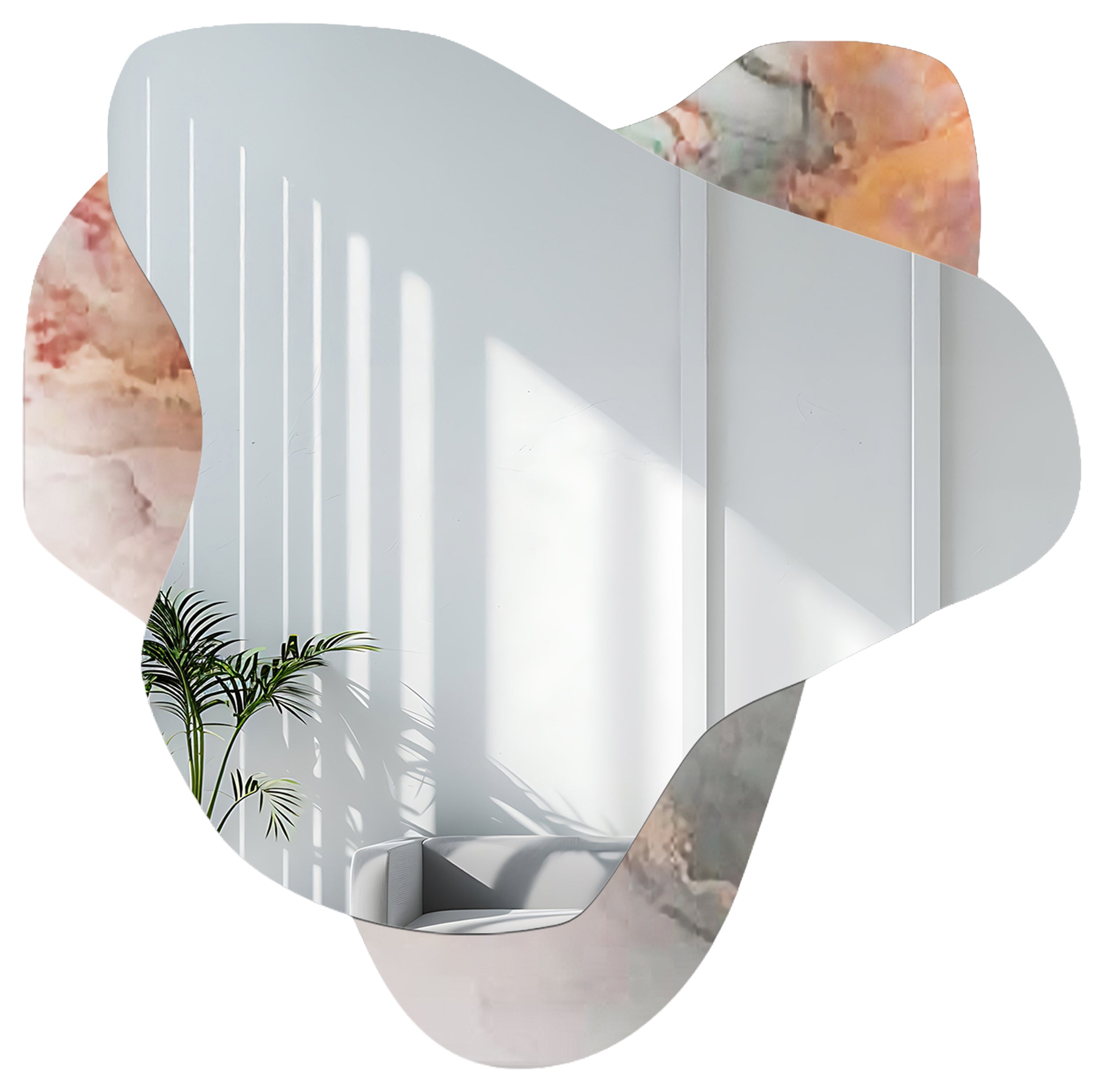 Lustro ścienne Marble Fiorato 70x70 cm motyw różowego marmuru