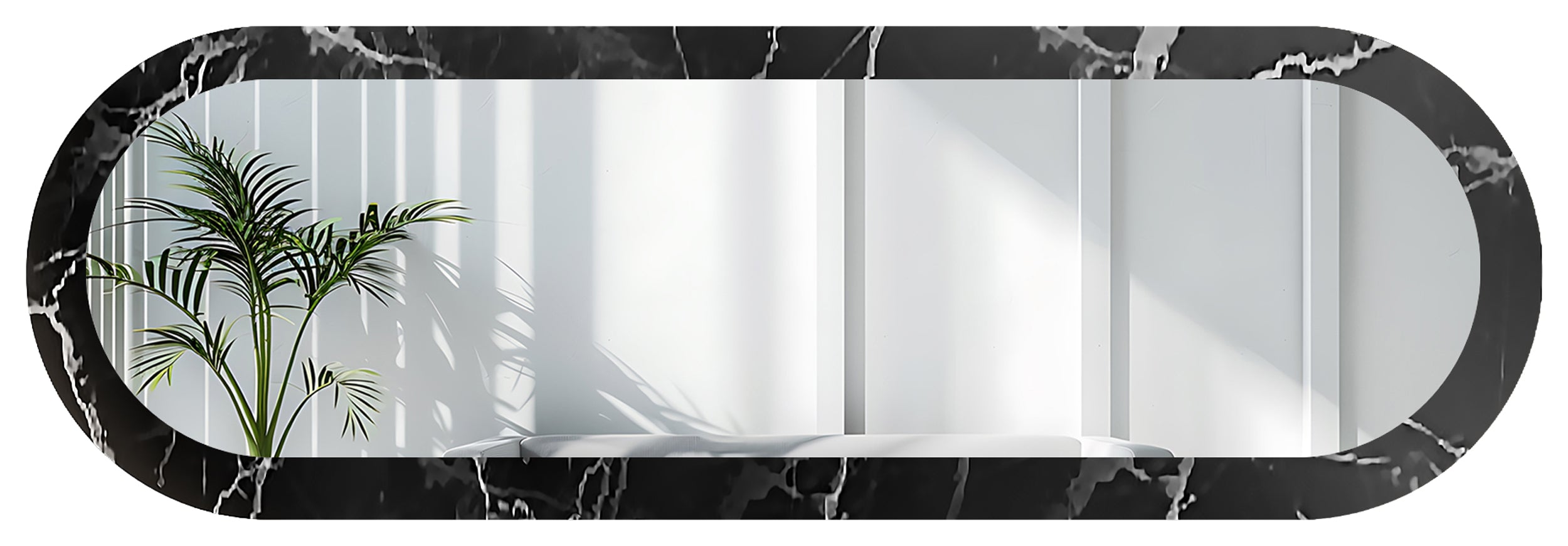 Lustro ścienne Marble Ovalis 50x100 cm motyw czarno-srebrnego marmuru