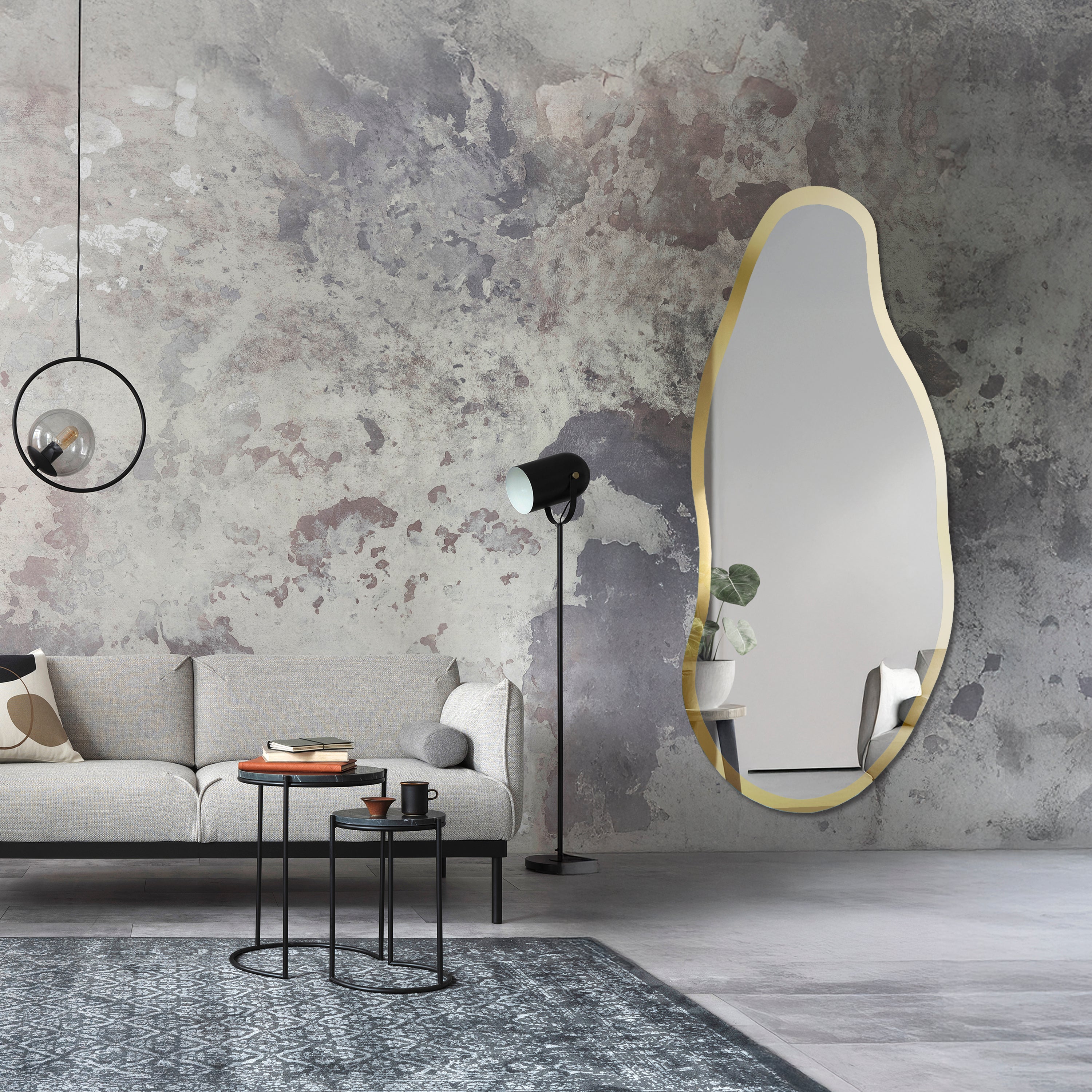 Lustro ścienne Baryt 154x60 cm w ramie złoty połysk