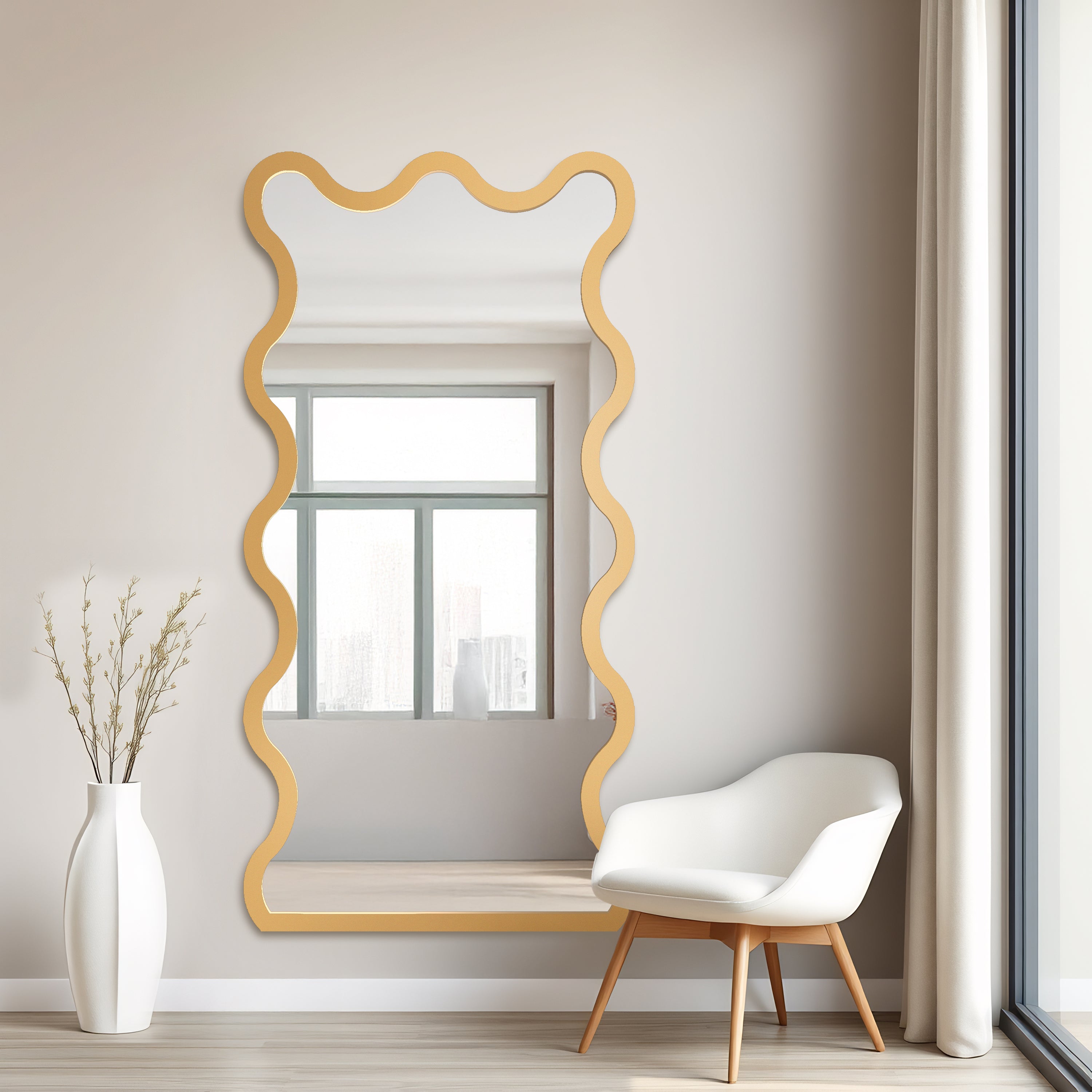 Lustro ścienne Twist 180x90 cm w złotej ramie
