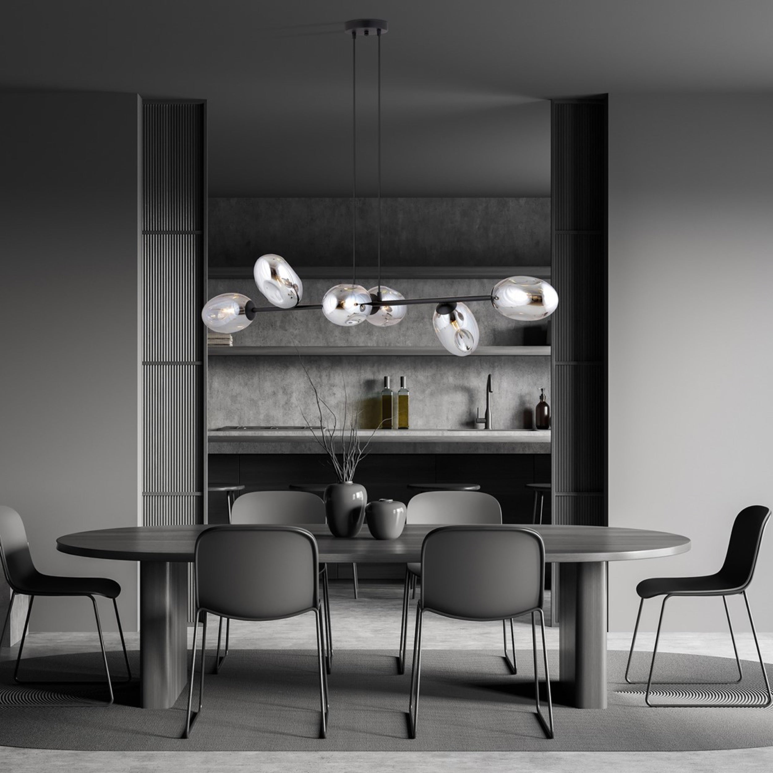 Lampa sufitowa Pandora x6 czarno-szara