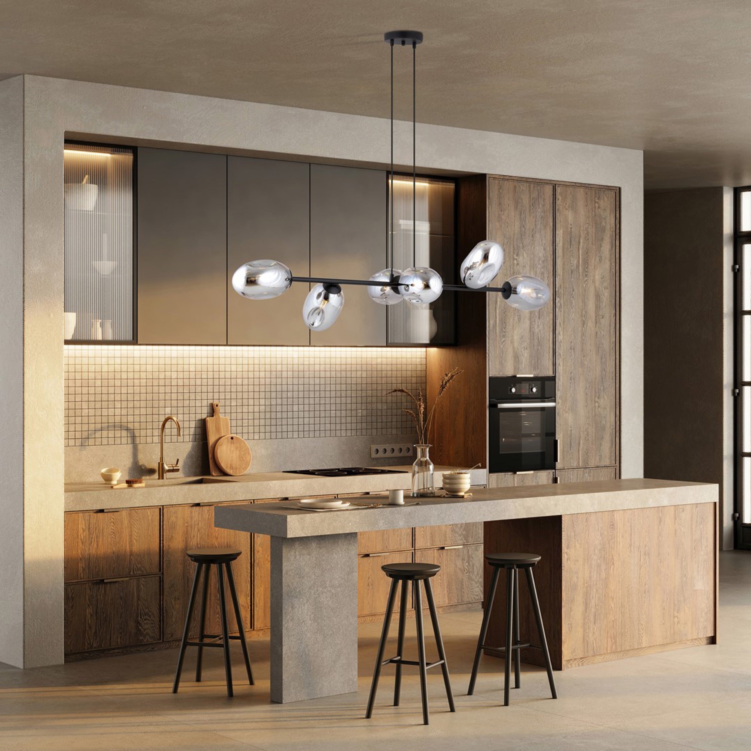 Lampa sufitowa Pandora x6 czarno-szara