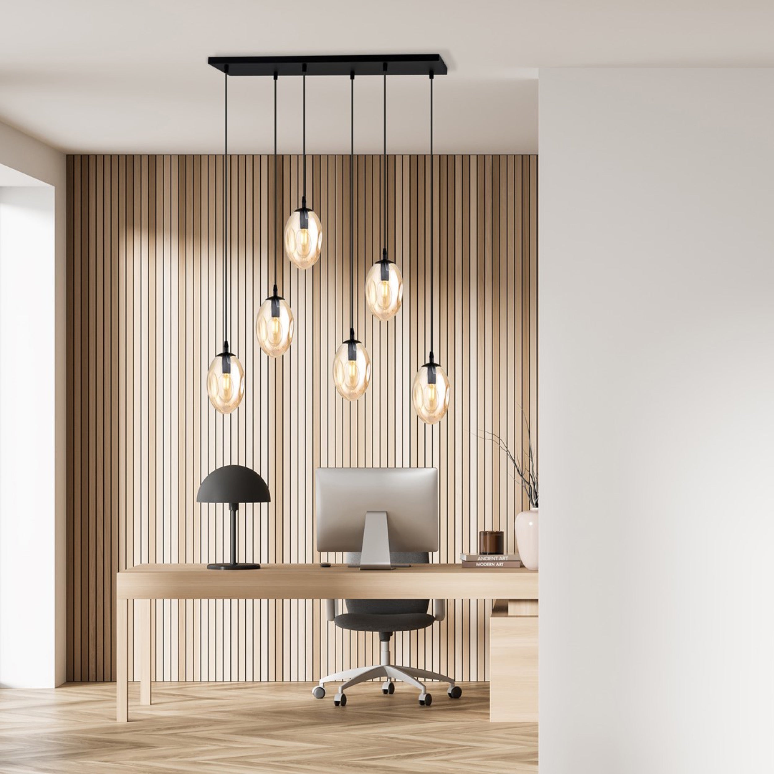 Lampa sufitowa Astral x6 czarno-beżowa