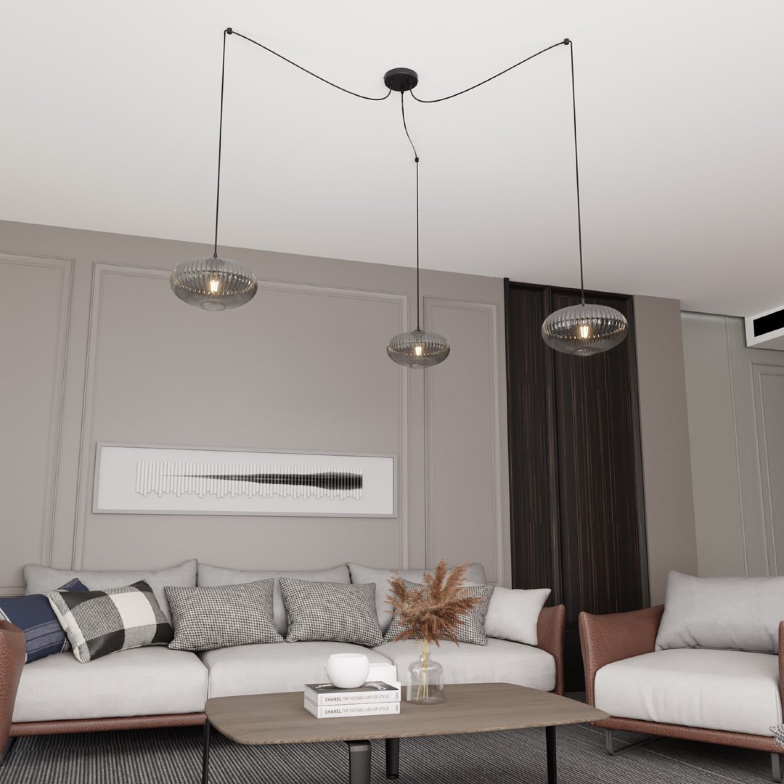 Lampa sufitowa Origo x3 czarno-szara